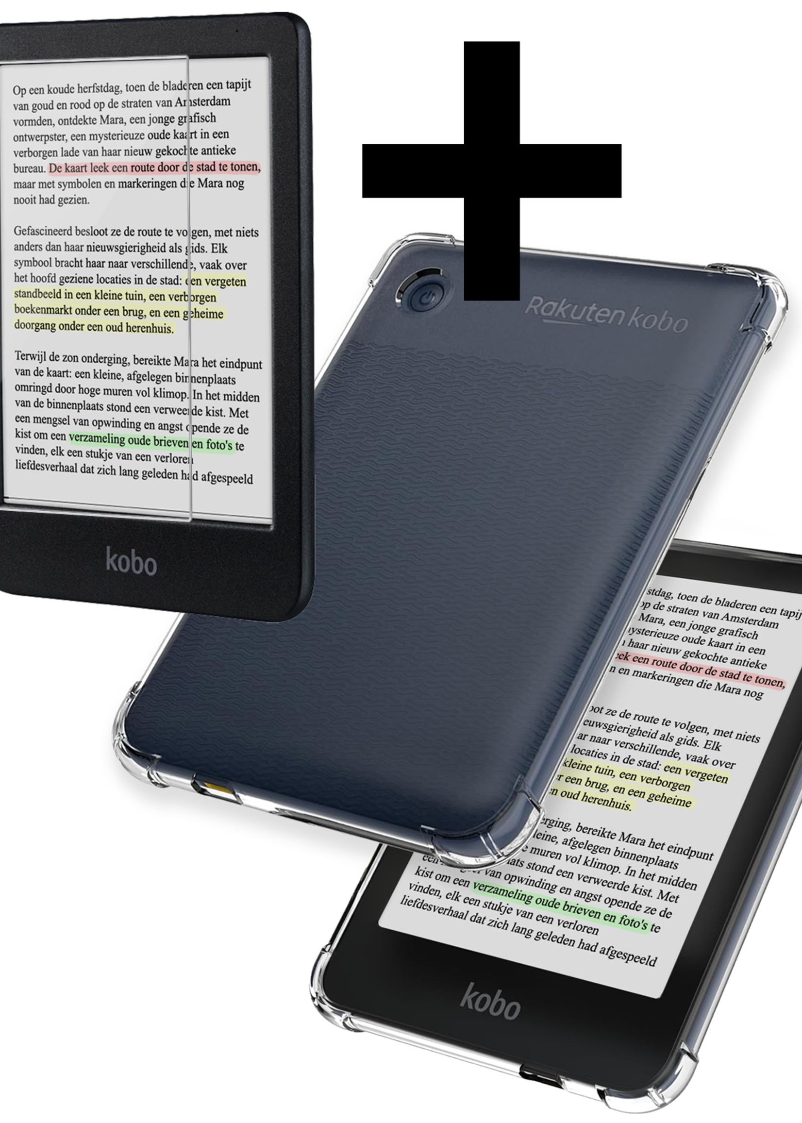 LUQ Hoes Geschikt voor Kobo Clara Colour Hoesje Siliconen Case Hoes Siliconen Back Cover Met Screenprotector - Transparant