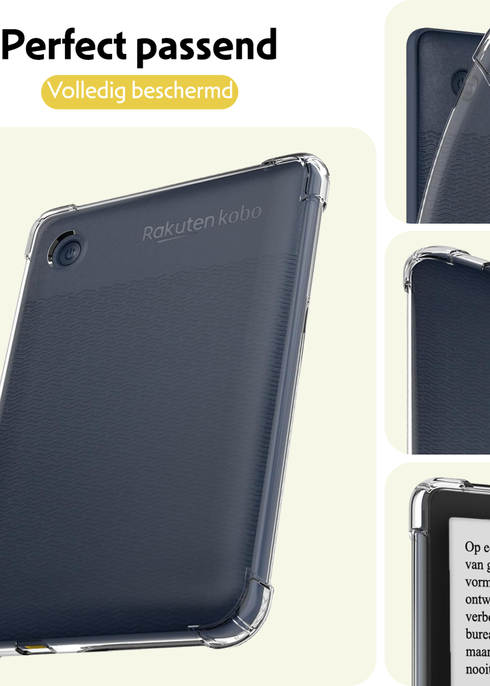 LUQ Hoes Geschikt voor Kobo Clara BW Hoesje Siliconen Case Hoes Siliconen Back Cover Met Screenprotector - Transparant