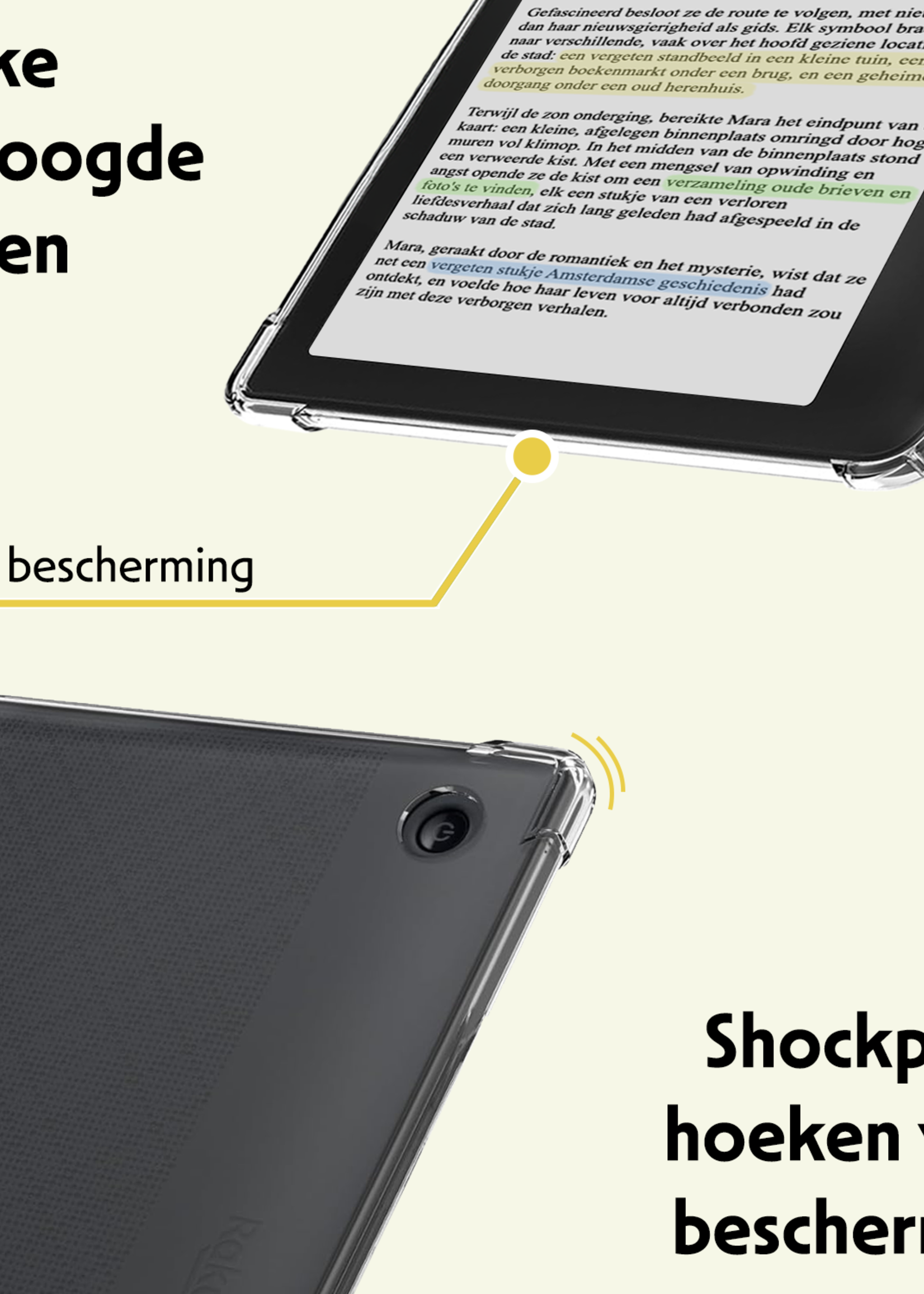 LUQ Hoes Geschikt voor Kobo Libra Colour Hoesje Siliconen Case Hoes Siliconen Back Cover - Transparant