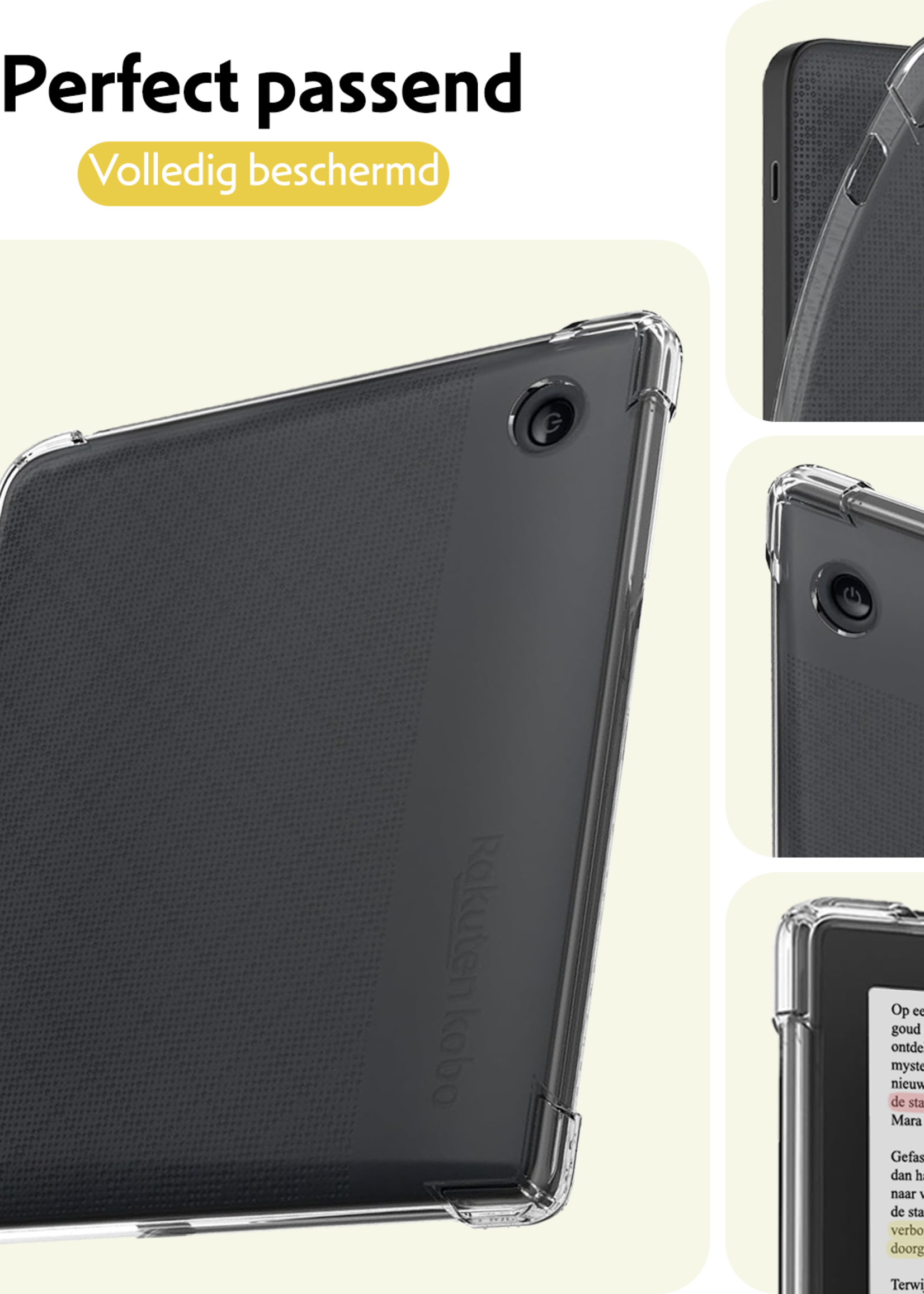 LUQ Hoes Geschikt voor Kobo Libra Colour Hoesje Siliconen Case Hoes Siliconen Back Cover - Transparant