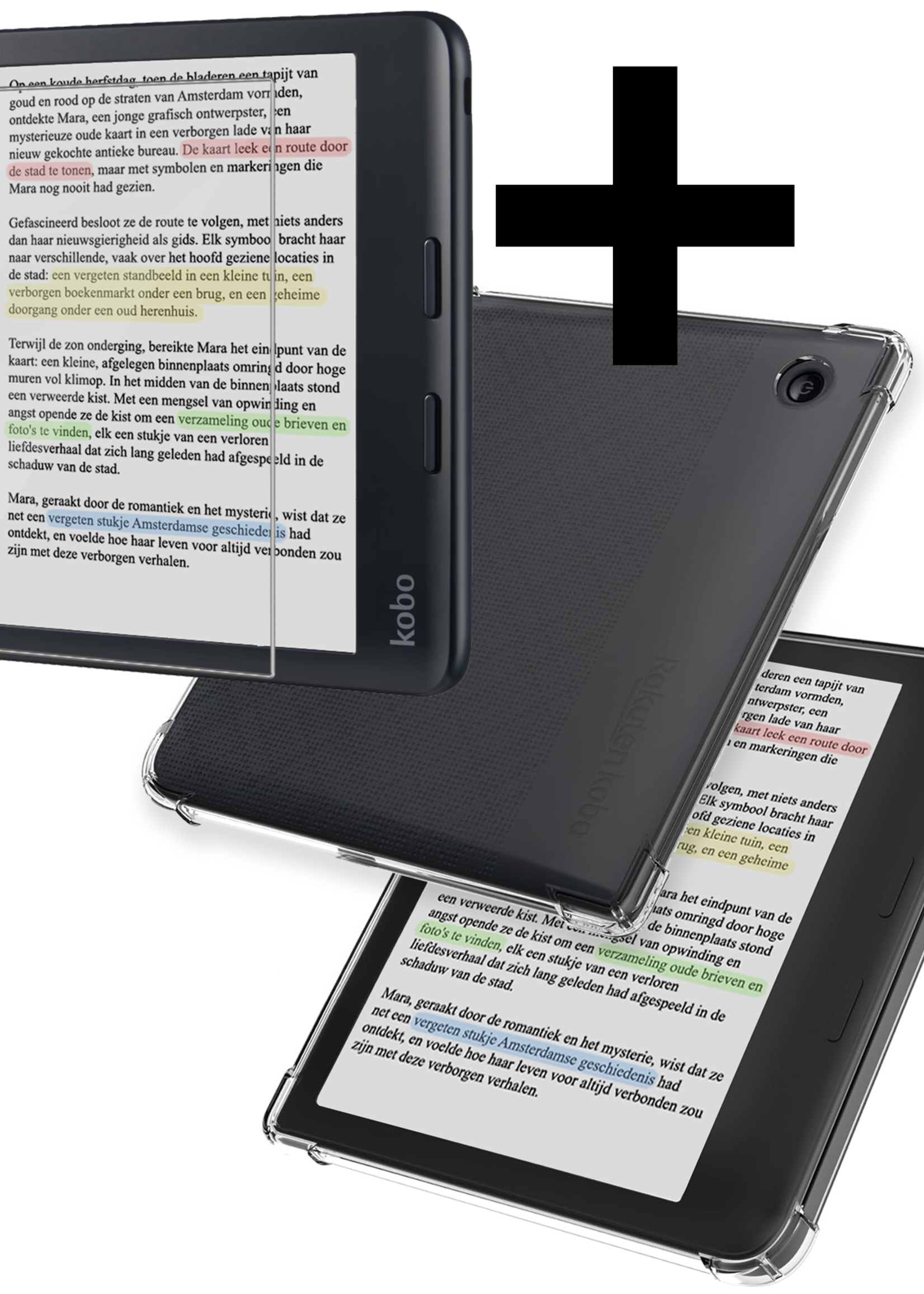 LUQ Hoes Geschikt voor Kobo Libra Colour Hoesje Siliconen Case Hoes Siliconen Back Cover Met Screenprotector - Transparant