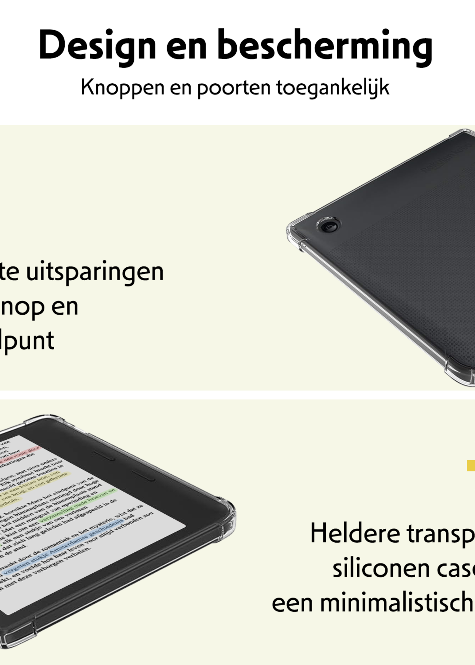 LUQ Hoes Geschikt voor Kobo Libra Colour Hoesje Siliconen Case Hoes Siliconen Back Cover Met Screenprotector - Transparant