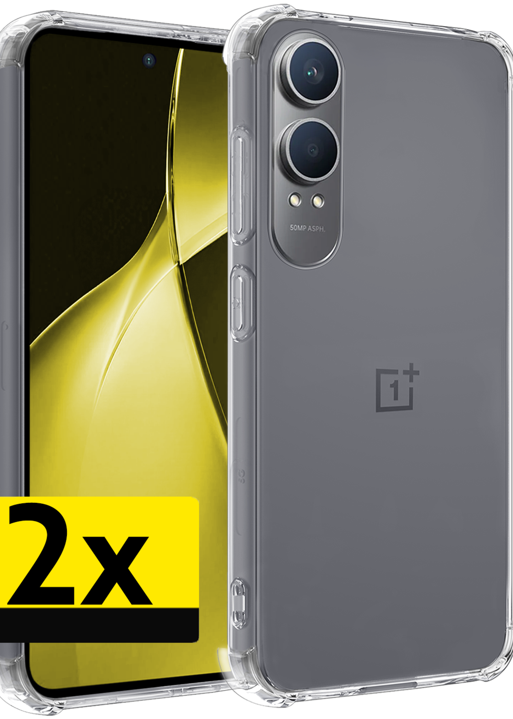 LUQ Hoesje Geschikt voor OnePlus Nord CE4 Lite Hoesje Siliconen Shock Proof Case Hoes - Hoes Geschikt voor OnePlus Nord CE4 Lite Hoes Cover Case Shockproof - Transparant - 2 PACK