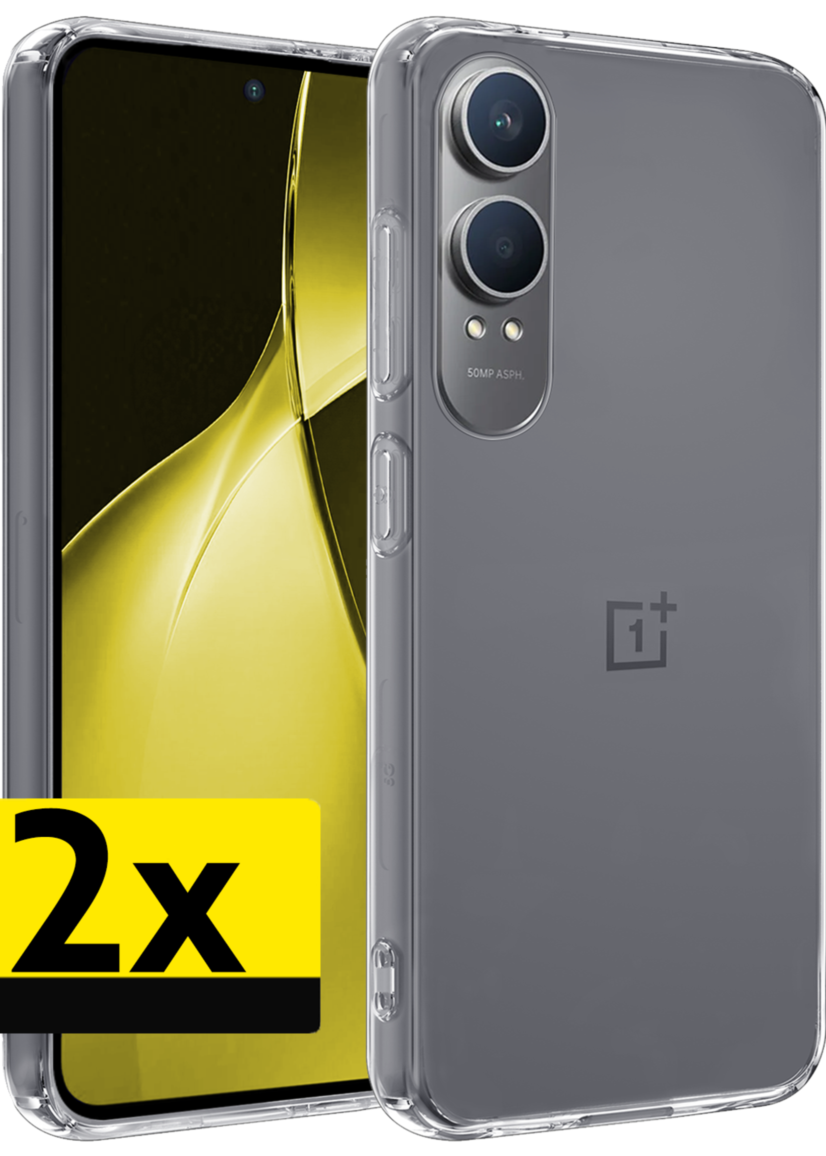 LUQ Hoesje Geschikt voor OnePlus Nord CE4 Lite Hoesje Siliconen Case Hoes - Hoes Geschikt voor OnePlus Nord CE4 Lite Hoes Cover Case - Transparant - 2 PACK