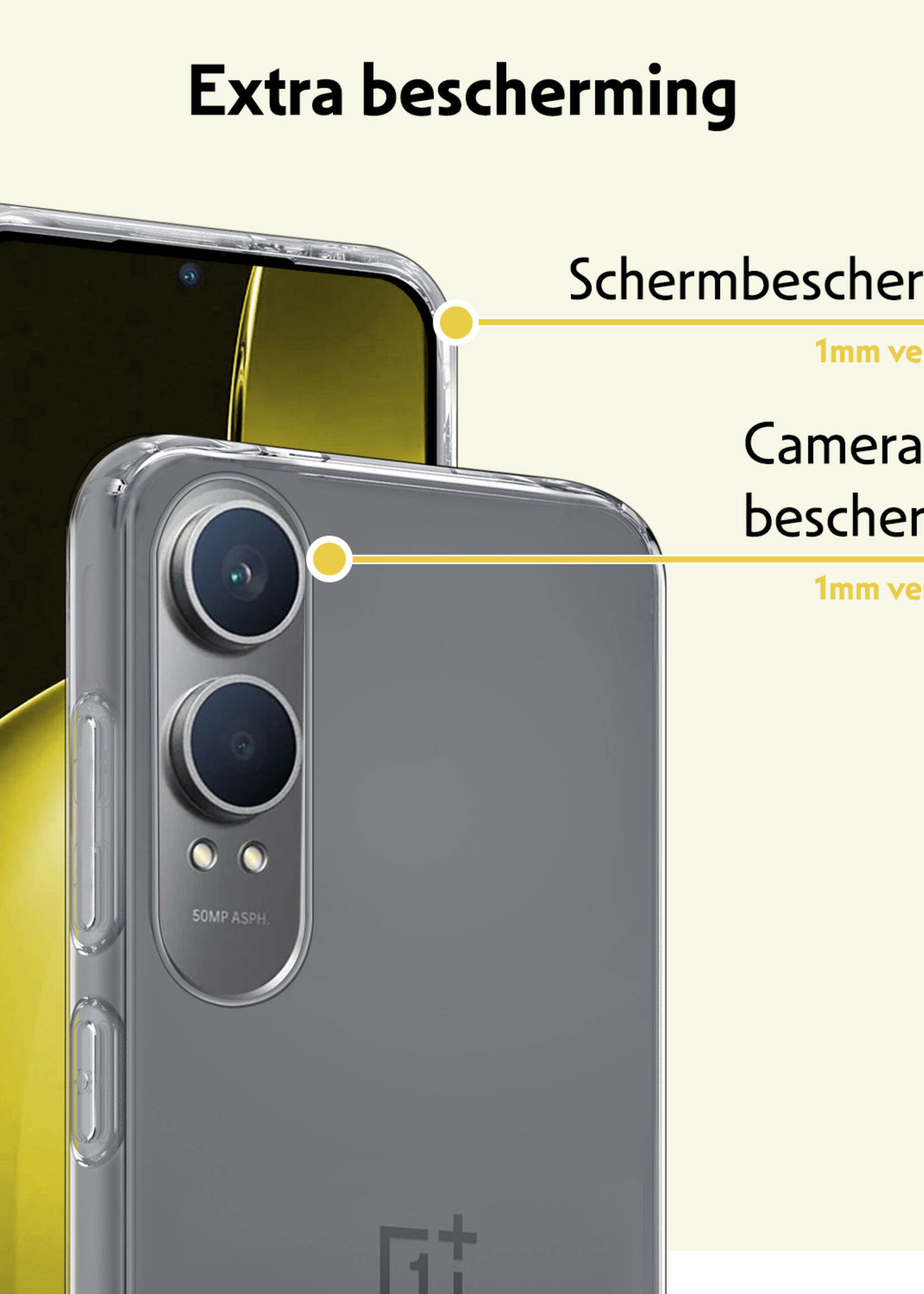 LUQ Hoesje Geschikt voor OnePlus Nord CE4 Lite Hoesje Siliconen Case Hoes - Hoes Geschikt voor OnePlus Nord CE4 Lite Hoes Cover Case - Transparant - 2 PACK