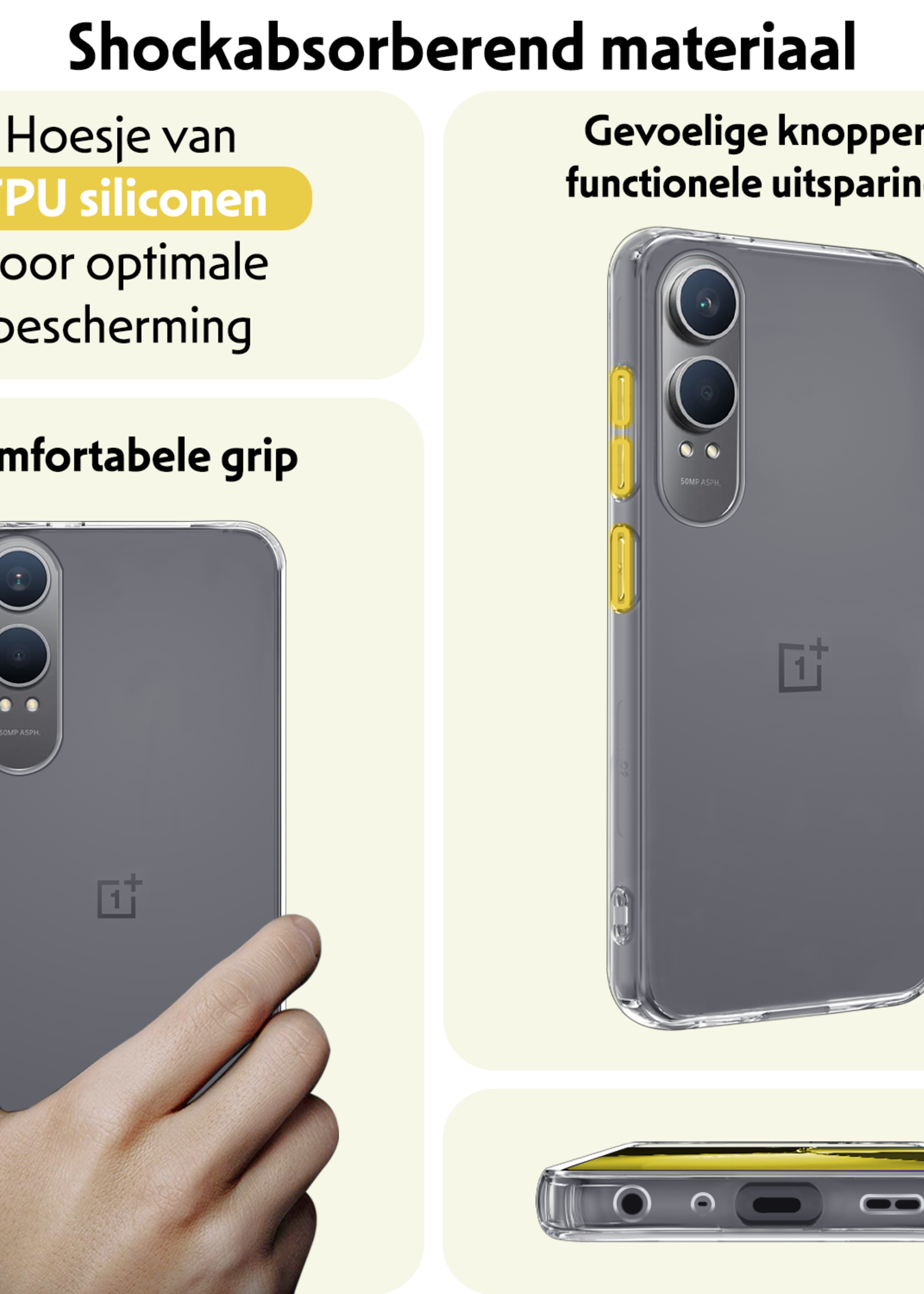 LUQ Hoesje Geschikt voor OnePlus Nord CE4 Lite Hoesje Siliconen Case Hoes - Hoes Geschikt voor OnePlus Nord CE4 Lite Hoes Cover Case - Transparant - 2 PACK