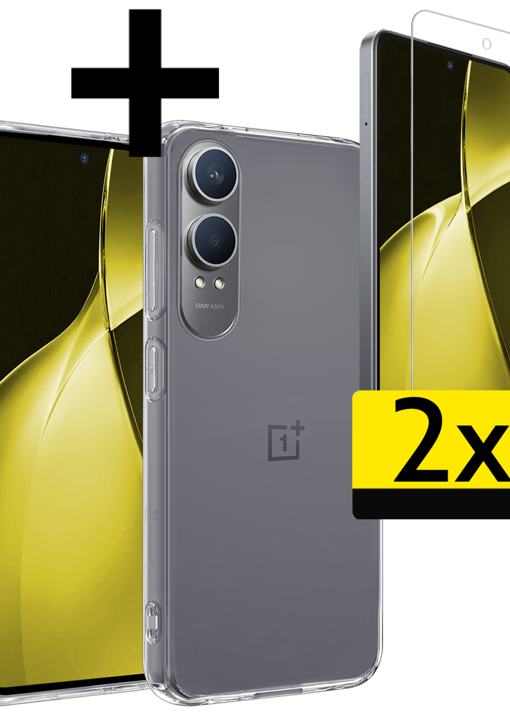 LUQ Hoesje Geschikt voor OnePlus Nord CE4 Lite Hoesje Siliconen Case Hoes Met 2x Screenprotector - Hoes Geschikt voor OnePlus Nord CE4 Lite Hoes Cover Case - Transparant