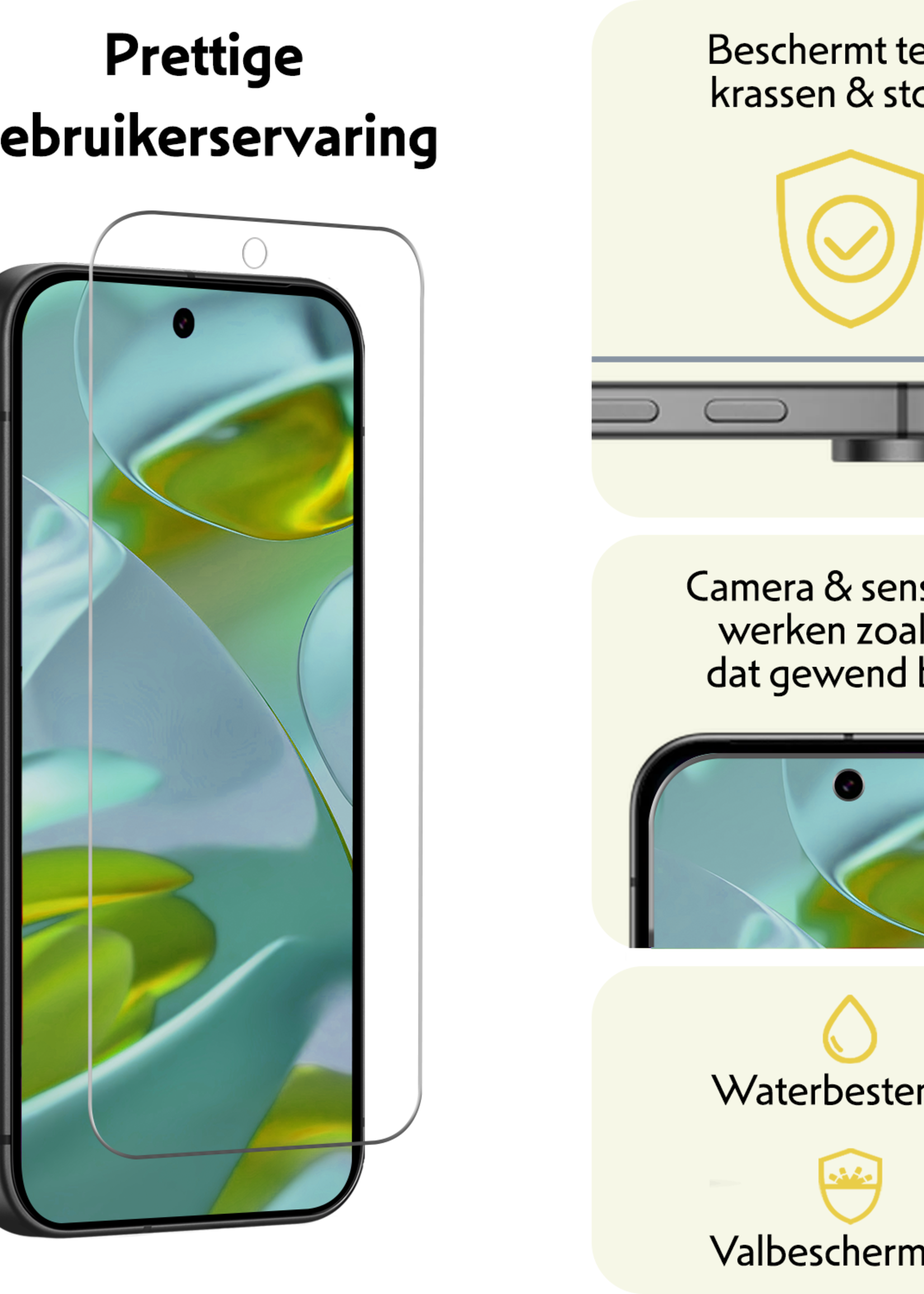 LUQ Screenprotector Geschikt voor Google Pixel 9 Pro Screenprotector Glas Gehard Tempered Glass - Screenprotector Geschikt voor Google Pixel 9 Pro Screen Protector Screen Cover - 2 PACK