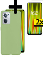 LUQ LUQ OnePlus Nord CE 2 Hoesje Siliconen Met 2x Screenprotector - Groen