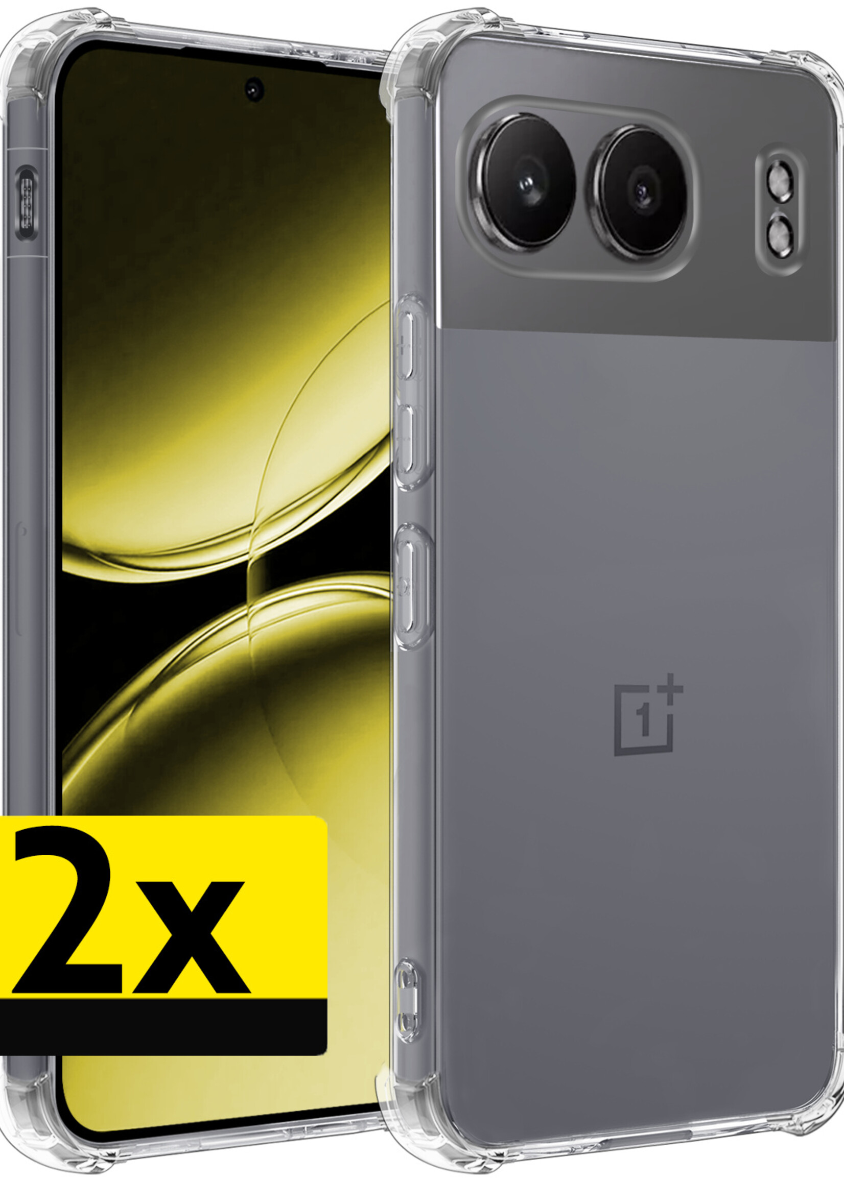 LUQ Hoesje Geschikt voor OnePlus Nord 4 Hoesje Siliconen Shock Proof Case Hoes - Hoes Geschikt voor OnePlus Nord 4 Hoes Cover Case Shockproof - Transparant - 2 PACK