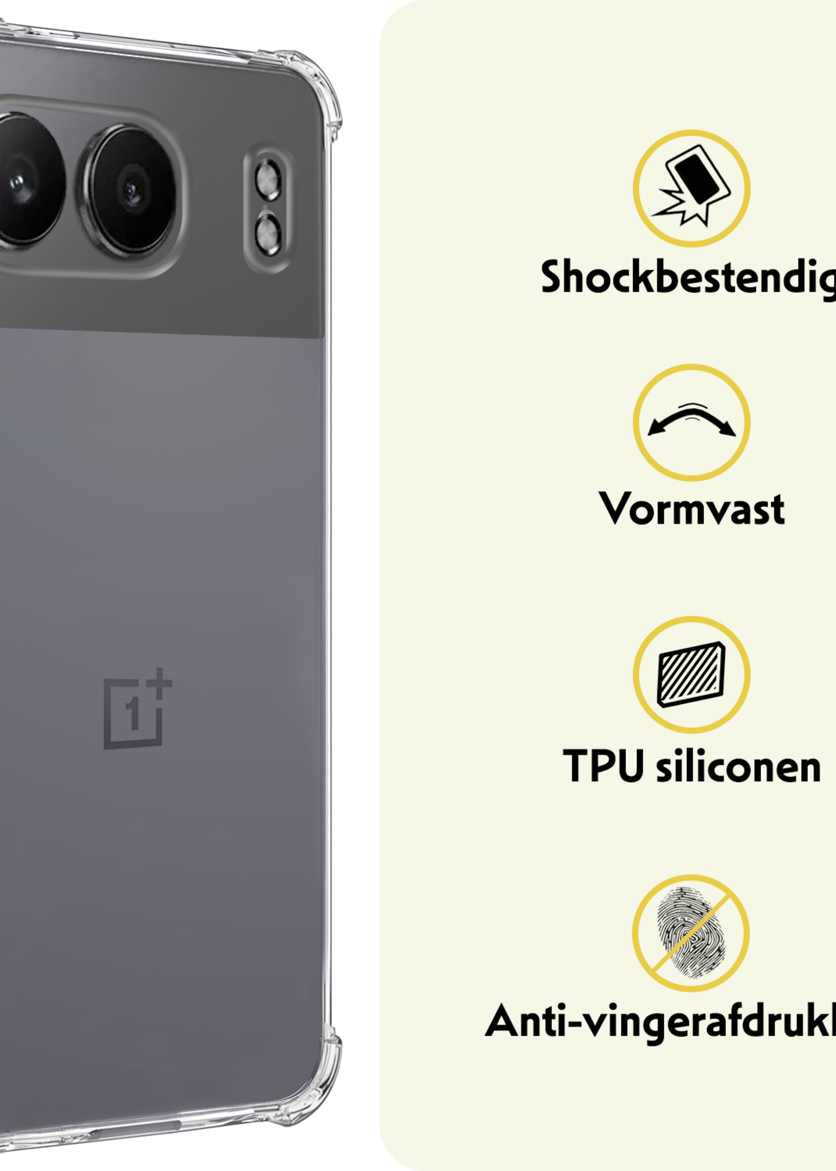 LUQ Hoesje Geschikt voor OnePlus Nord 4 Hoesje Siliconen Shock Proof Case Hoes Met 2x Screenprotector - Hoes Geschikt voor OnePlus Nord 4 Hoes Cover Case Shockproof - Transparant