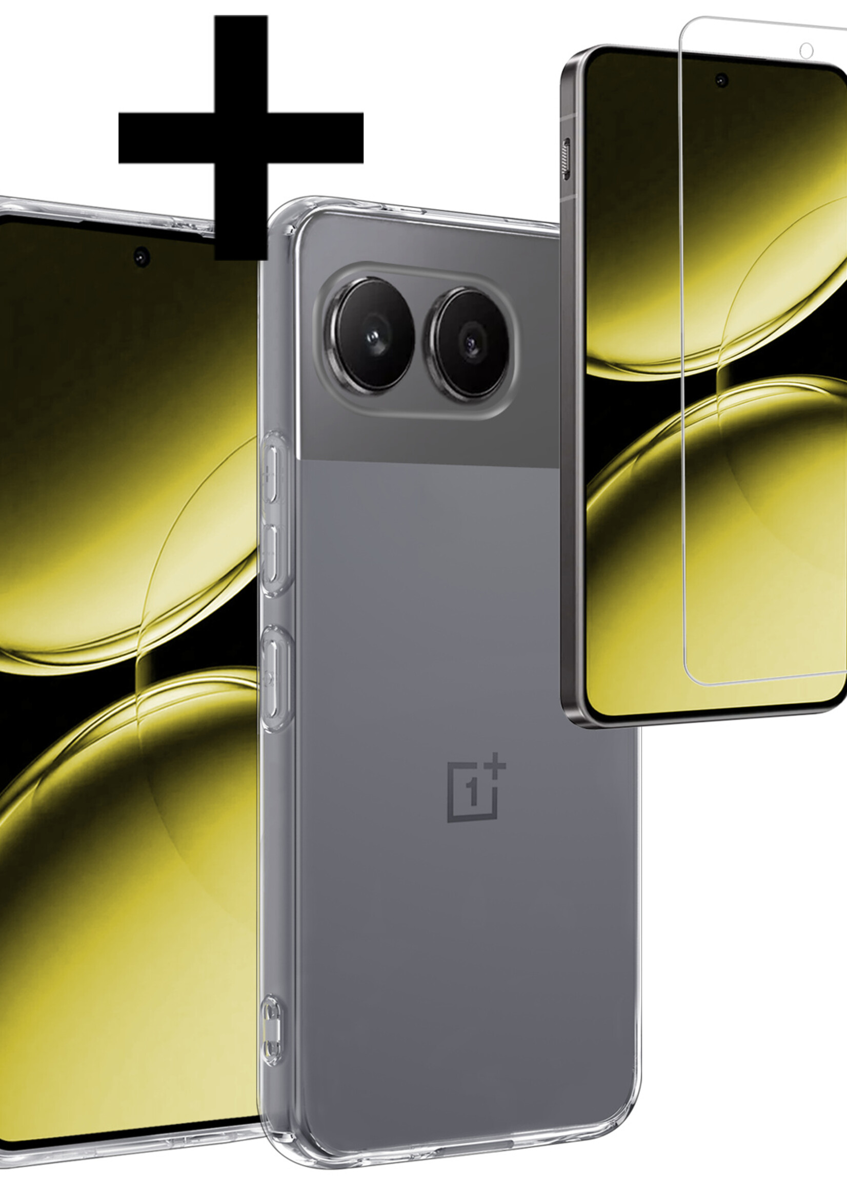 LUQ Hoesje Geschikt voor OnePlus Nord 4 Hoesje Siliconen Case Hoes Met Screenprotector - Hoes Geschikt voor OnePlus Nord 4 Hoes Cover Case - Transparant