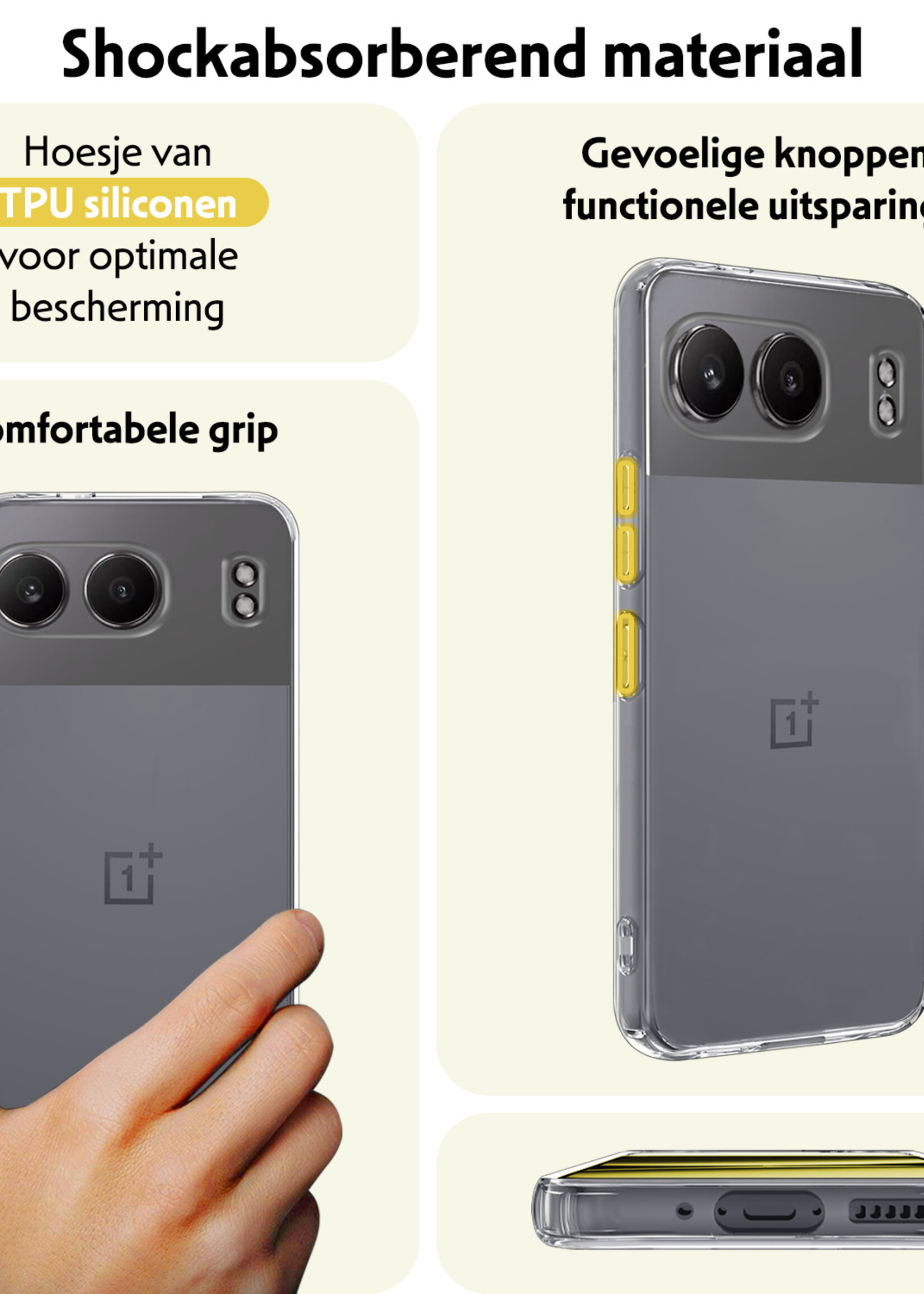LUQ Hoesje Geschikt voor OnePlus Nord 4 Hoesje Siliconen Case Hoes Met Screenprotector - Hoes Geschikt voor OnePlus Nord 4 Hoes Cover Case - Transparant