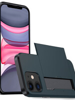 LUQ LUQ iPhone 11 Hoesje Pashouder Hard - Donker Blauw