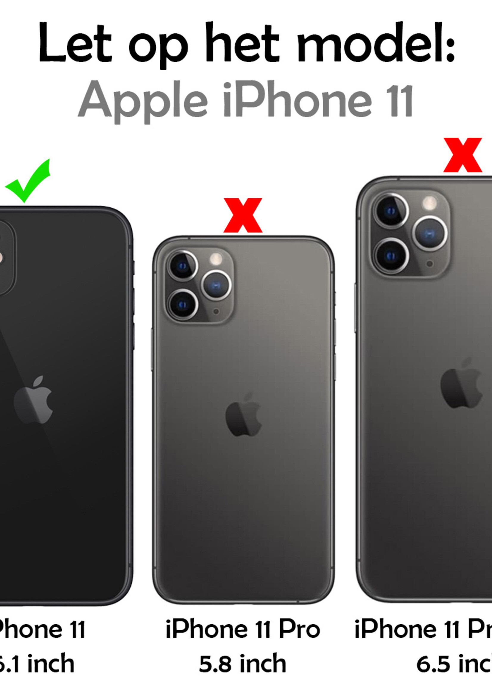 LUQ Hoesje Geschikt voor iPhone 11 Hoesje Case Pashouder Hard Cover - Hoes Geschikt voor iPhone 11 Hoesje Met Kaarthouder - Donker Blauw