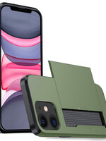 LUQ LUQ iPhone 11 Hoesje Pashouder Hard - Donker Groen
