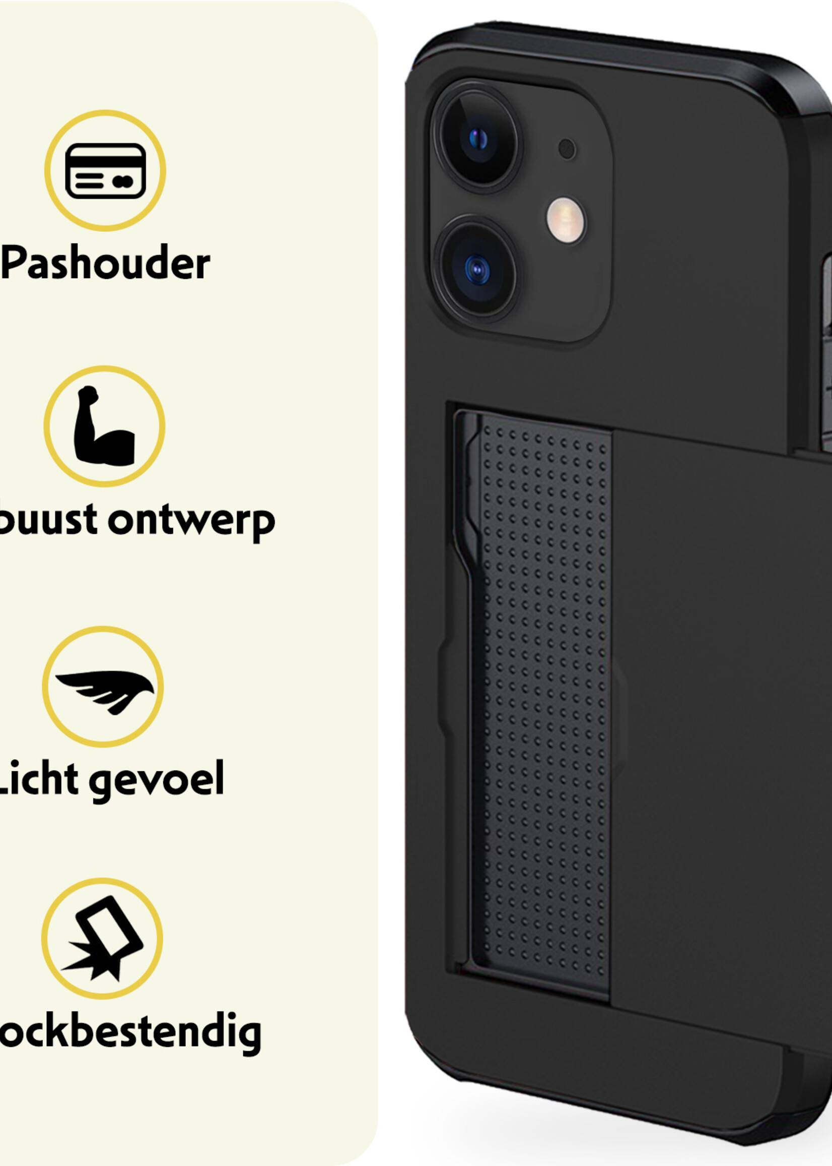 LUQ Hoesje Geschikt voor iPhone 11 Hoesje Case Pashouder Hard Cover - Hoes Geschikt voor iPhone 11 Hoesje Met Kaarthouder - Zwart