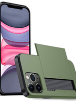 LUQ LUQ iPhone 11 Pro Hoesje Pashouder Hard - Donker Groen