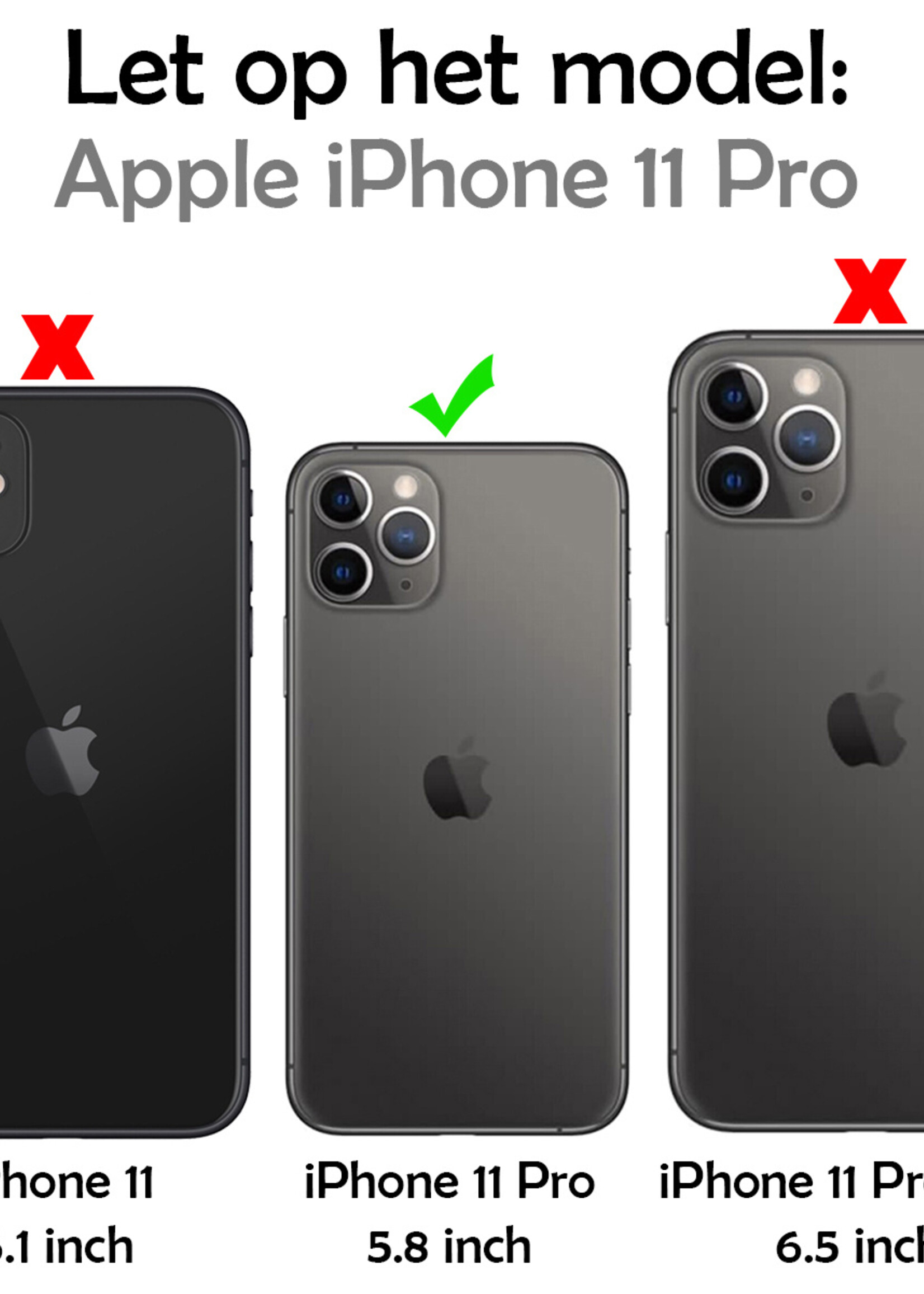 LUQ Hoesje Geschikt voor iPhone 11 Pro Hoesje Case Pashouder Hard Cover - Hoes Geschikt voor iPhone 11 Pro Hoesje Met Kaarthouder - Grijs