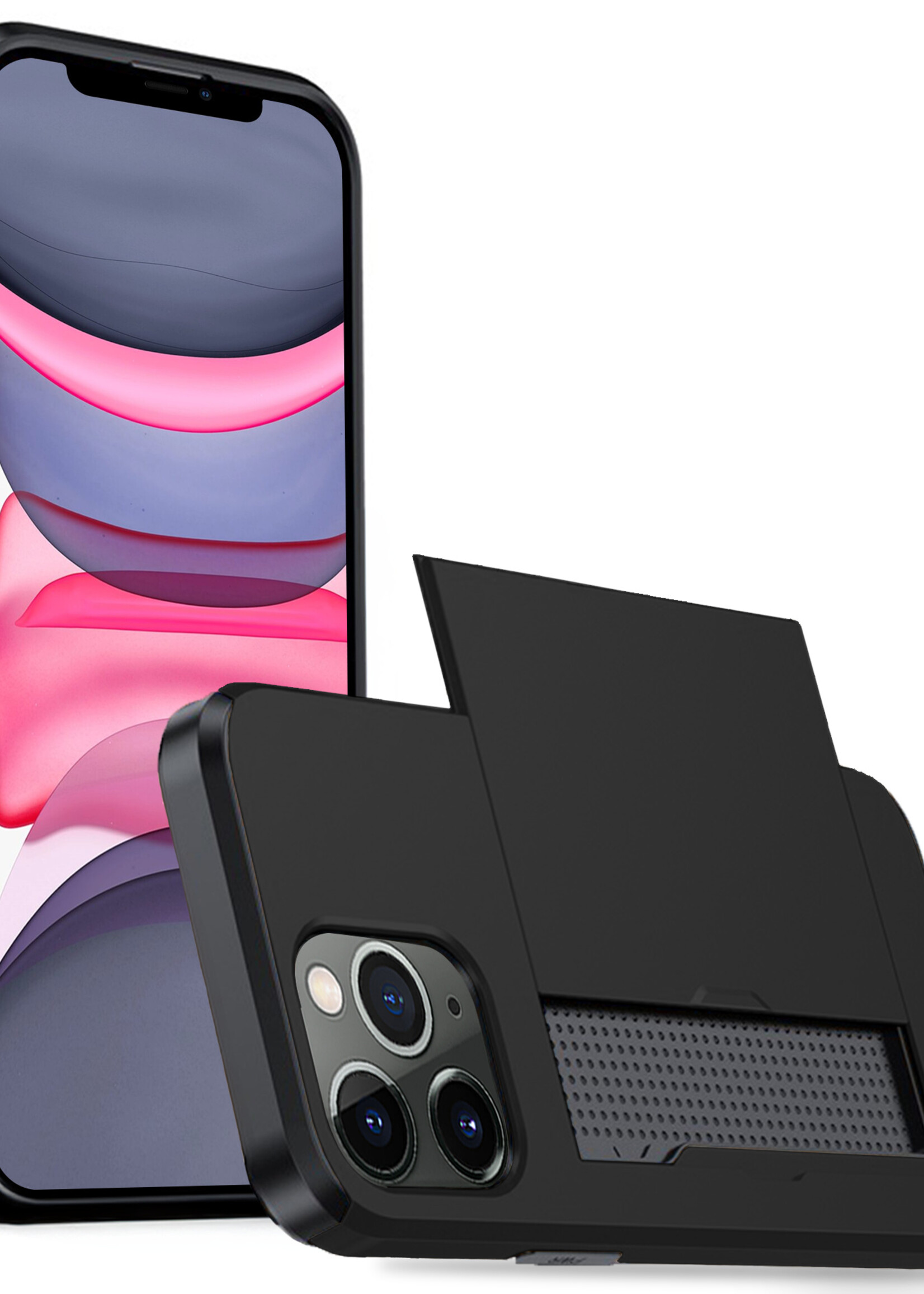 LUQ Hoesje Geschikt voor iPhone 11 Pro Hoesje Case Pashouder Hard Cover - Hoes Geschikt voor iPhone 11 Pro Hoesje Met Kaarthouder - Zwart