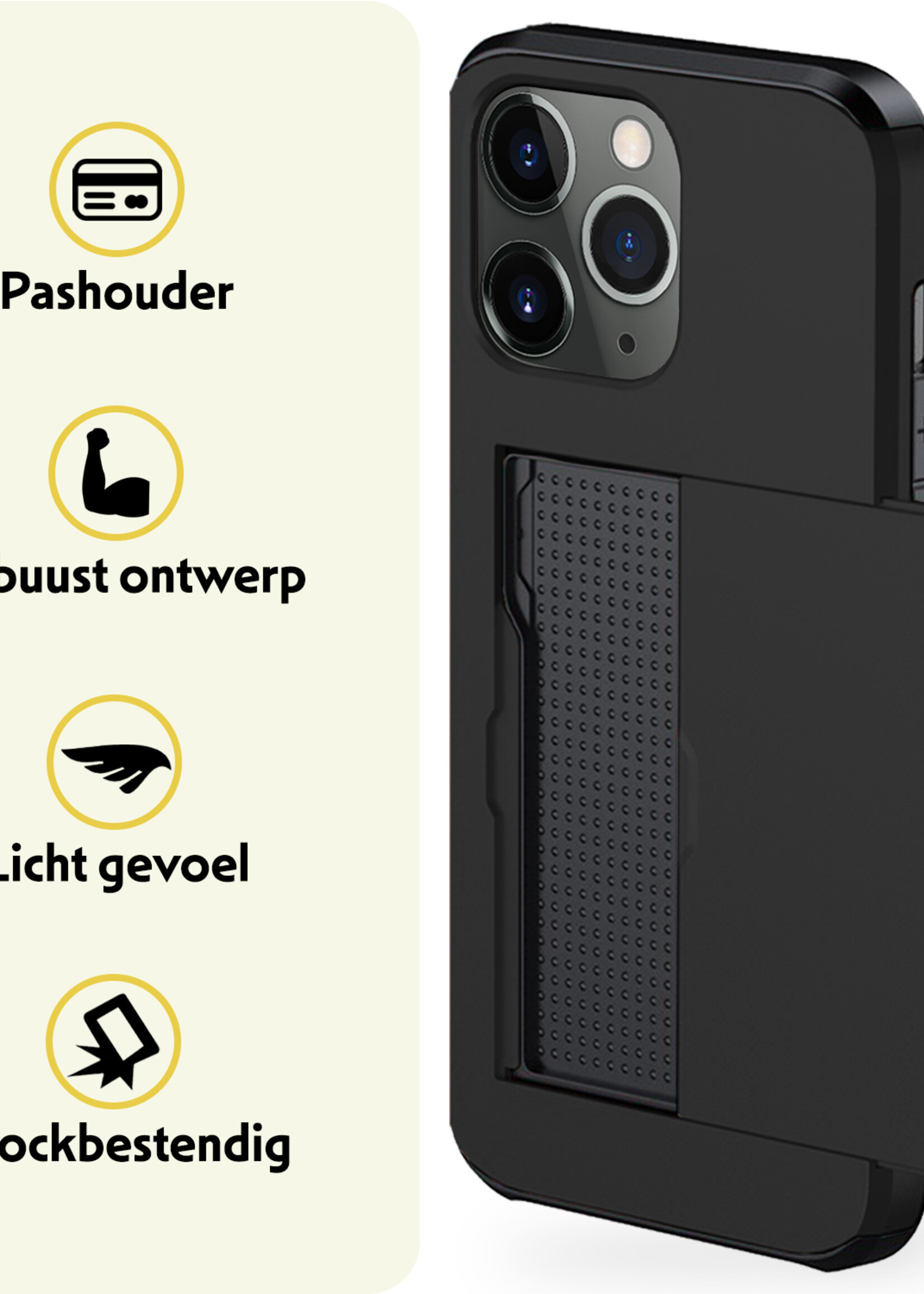 LUQ Hoesje Geschikt voor iPhone 11 Pro Hoesje Case Pashouder Hard Cover - Hoes Geschikt voor iPhone 11 Pro Hoesje Met Kaarthouder - Zwart