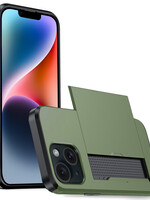 LUQ LUQ iPhone 14 Hoesje Pashouder Hard - Donker Groen