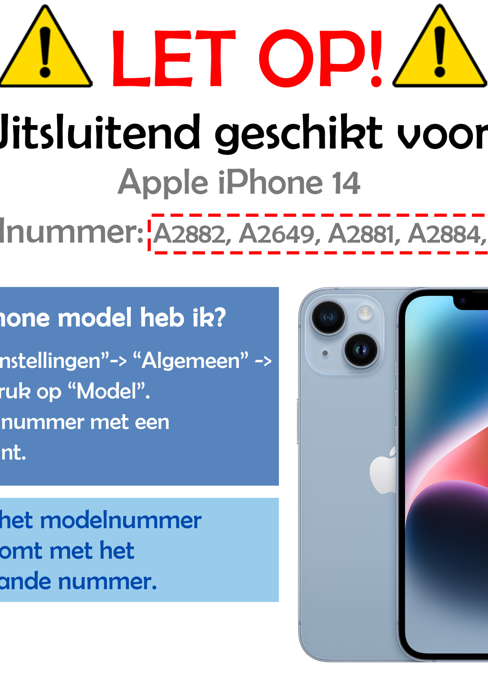 LUQ Hoesje Geschikt voor iPhone 14 Hoesje Case Pashouder Hard Cover Met 2x Screenprotector - Hoes Geschikt voor iPhone 14 Hoesje Met Kaarthouder - Grijs