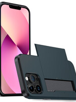 LUQ LUQ iPhone 14 Pro Max Hoesje Pashouder Hard - Donker Blauw