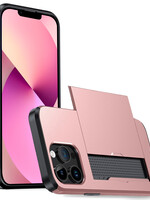 LUQ LUQ iPhone 14 Pro Max Hoesje Pashouder Hard - Rosé Goud