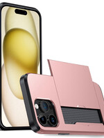 LUQ LUQ iPhone 15 Pro Hoesje Pashouder Hard - Rosé Goud