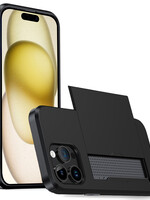 LUQ LUQ iPhone 15 Pro Hoesje Pashouder Hard - Zwart