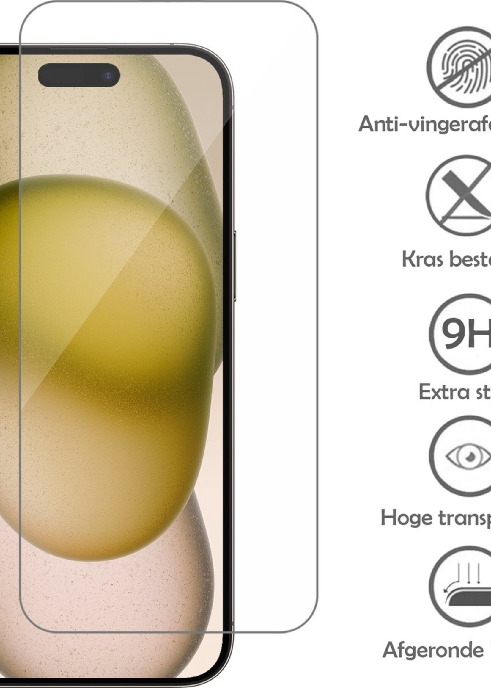 LUQ Hoesje Geschikt voor iPhone 15 Pro Hoesje Case Pashouder Hard Cover Met Screenprotector - Hoes Geschikt voor iPhone 15 Pro Hoesje Met Kaarthouder - Donker Blauw