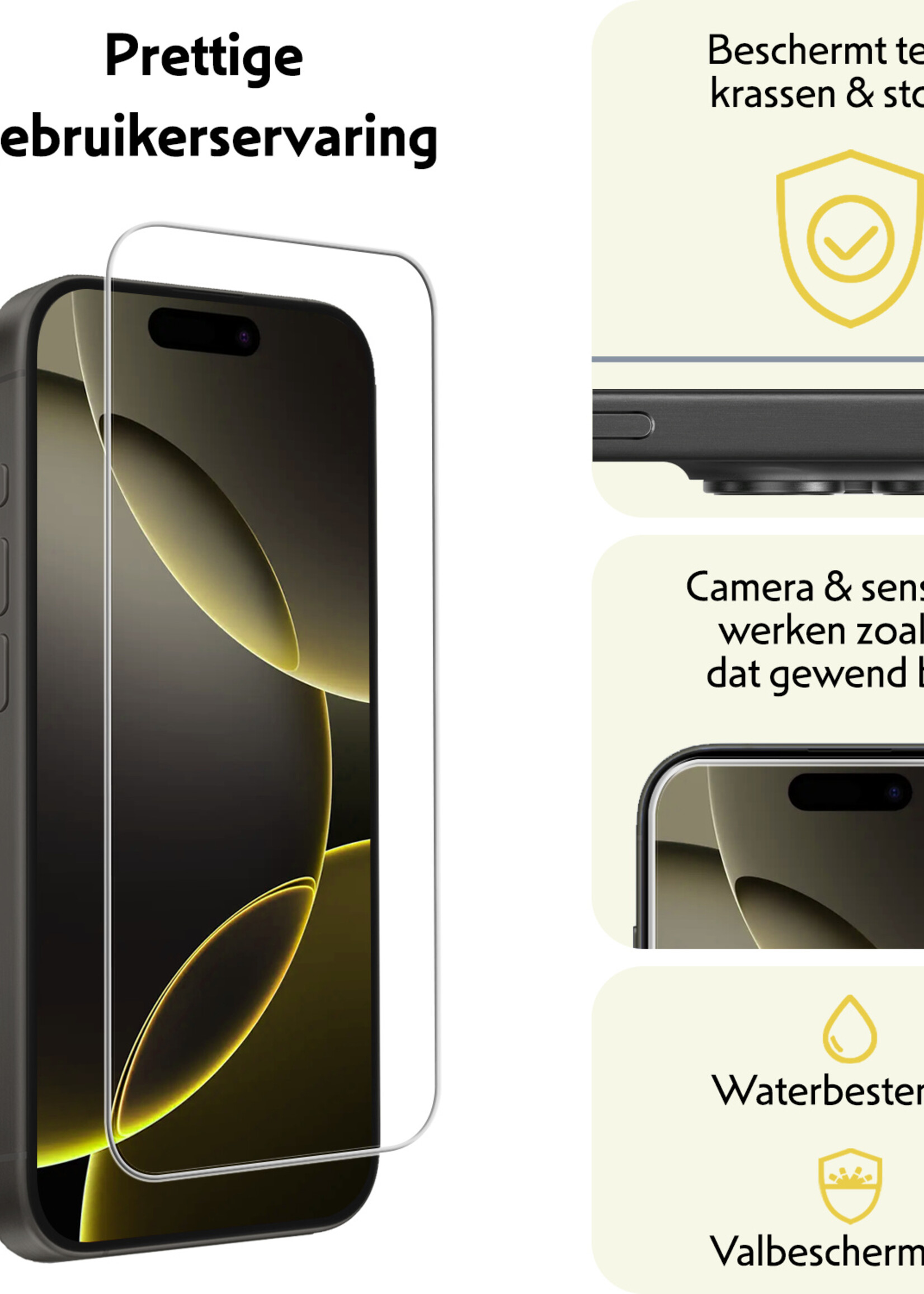 LUQ Screenprotector Geschikt voor iPhone 16 Pro Max Screenprotector Volledig - Screenprotector Geschikt voor iPhone 16 Pro Max Screenprotector Bescherm Glas - 3 Stuks