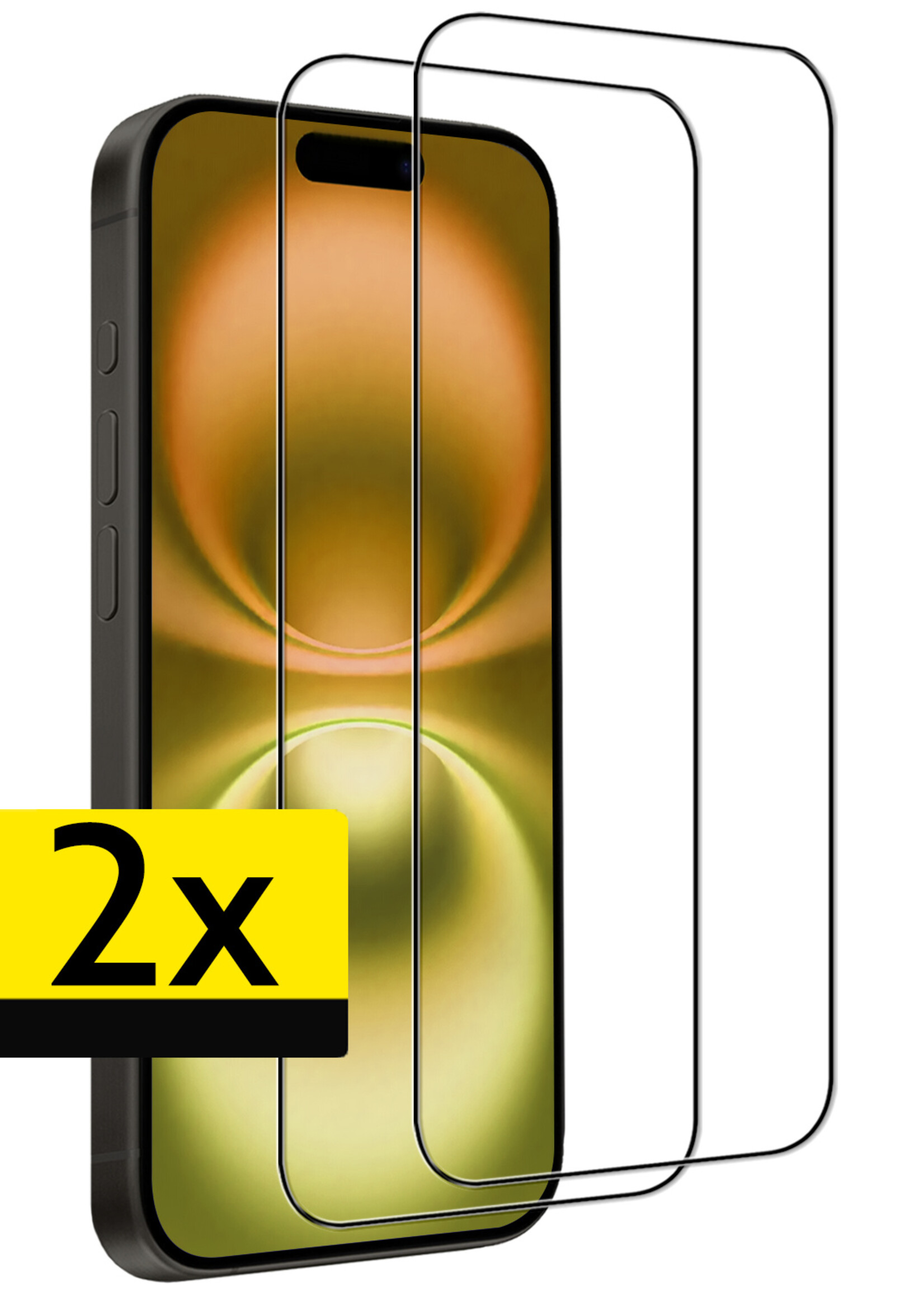 LUQ Screenprotector Geschikt voor iPhone 16 Screenprotector Glas Full Cover - Screenprotector Geschikt voor iPhone 16 Screenprotector Full Cover - 2 Stuks