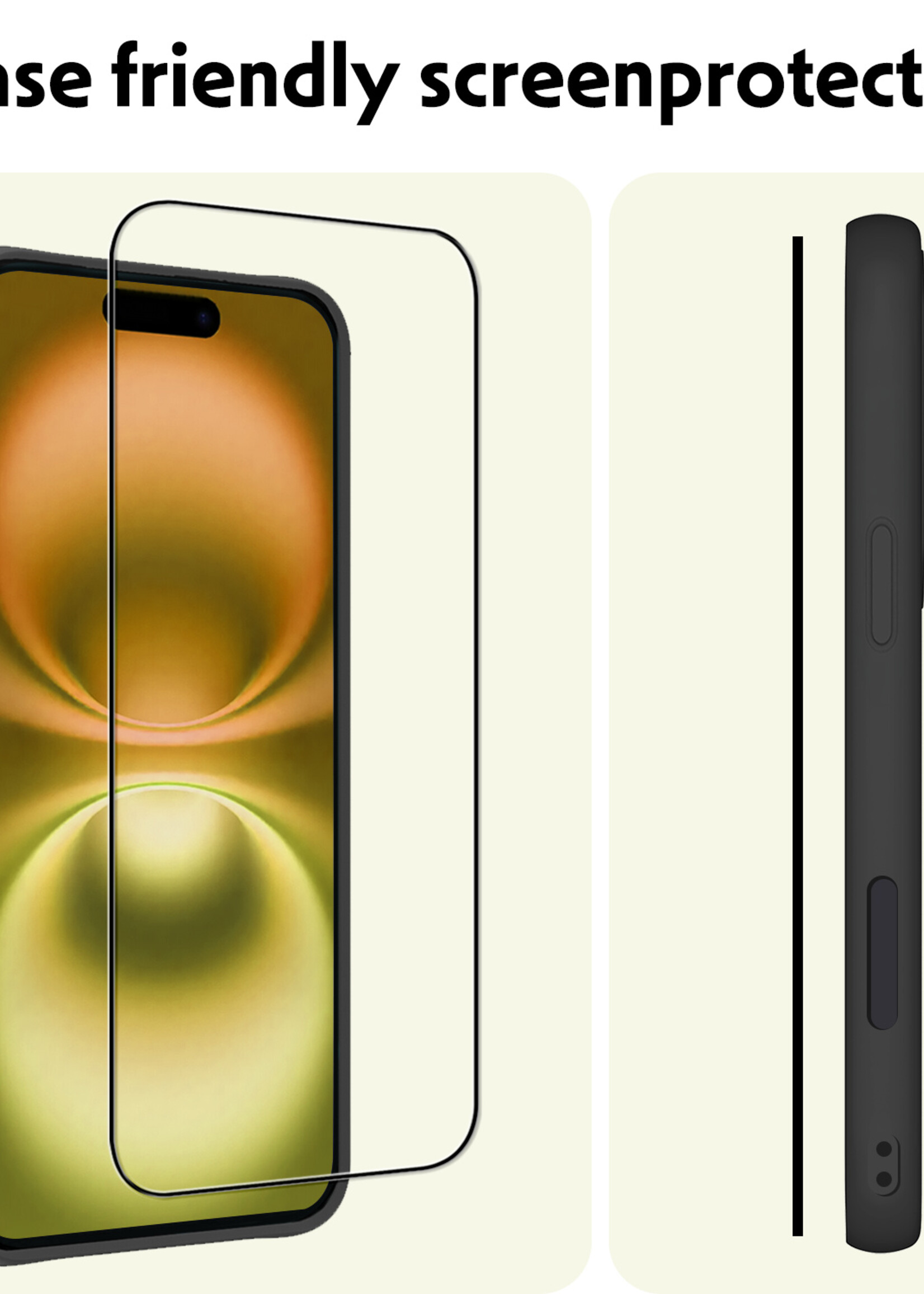 LUQ Screenprotector Geschikt voor iPhone 16 Screenprotector Glas Full Cover - Screenprotector Geschikt voor iPhone 16 Screenprotector Full Cover - 2 Stuks