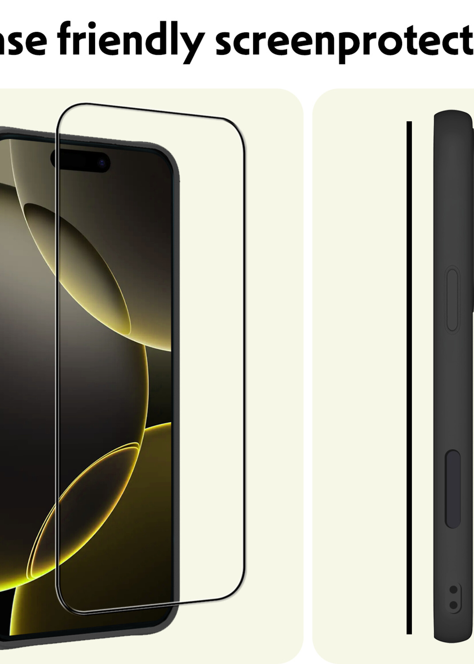 LUQ Screenprotector Geschikt voor iPhone 16 Pro Screenprotector Glas Full Cover - Screenprotector Geschikt voor iPhone 16 Pro Screenprotector Full Cover