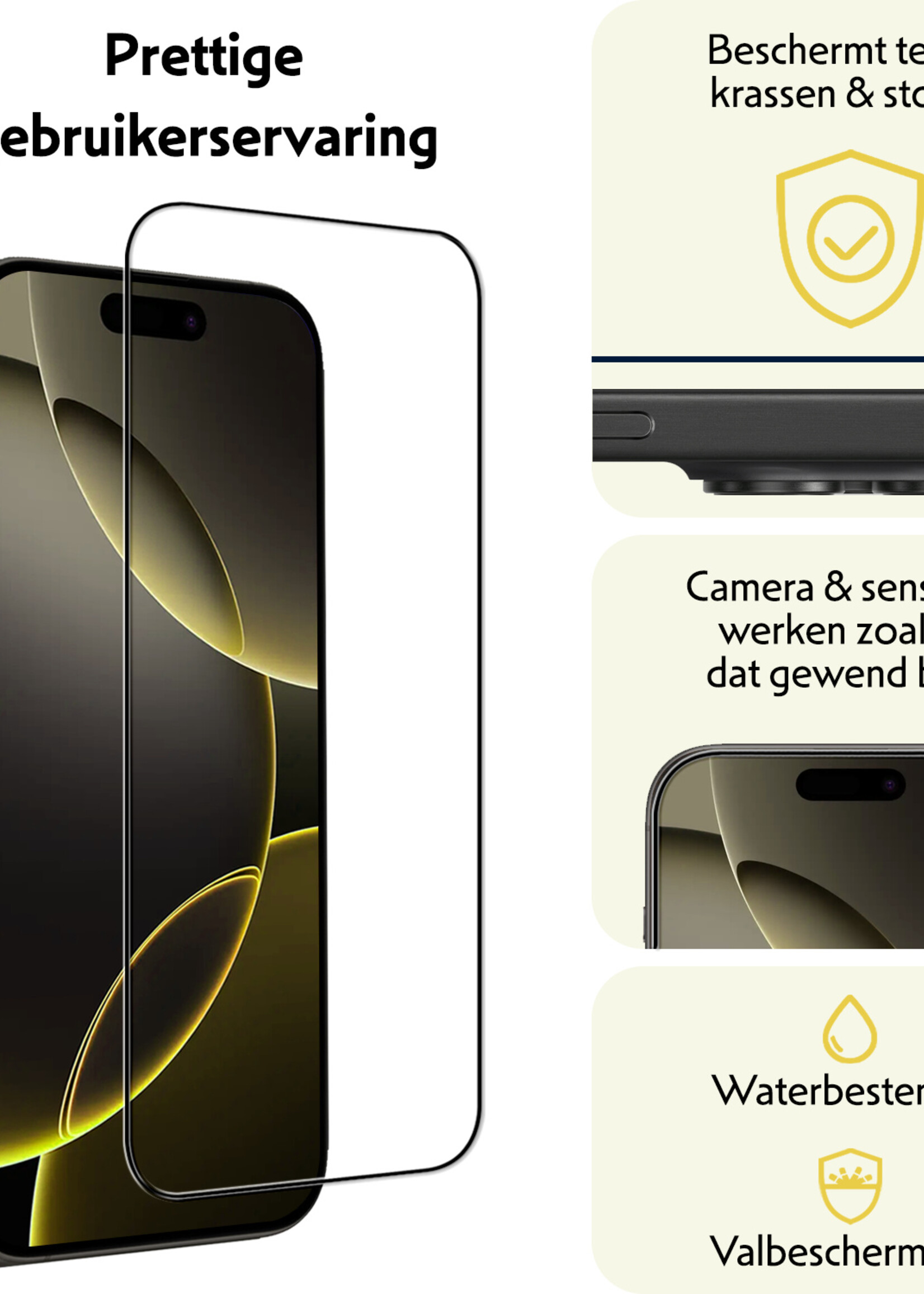 LUQ Screenprotector Geschikt voor iPhone 16 Pro Max Screenprotector Glas Full Cover - Screenprotector Geschikt voor iPhone 16 Pro Max Screenprotector Full Cover