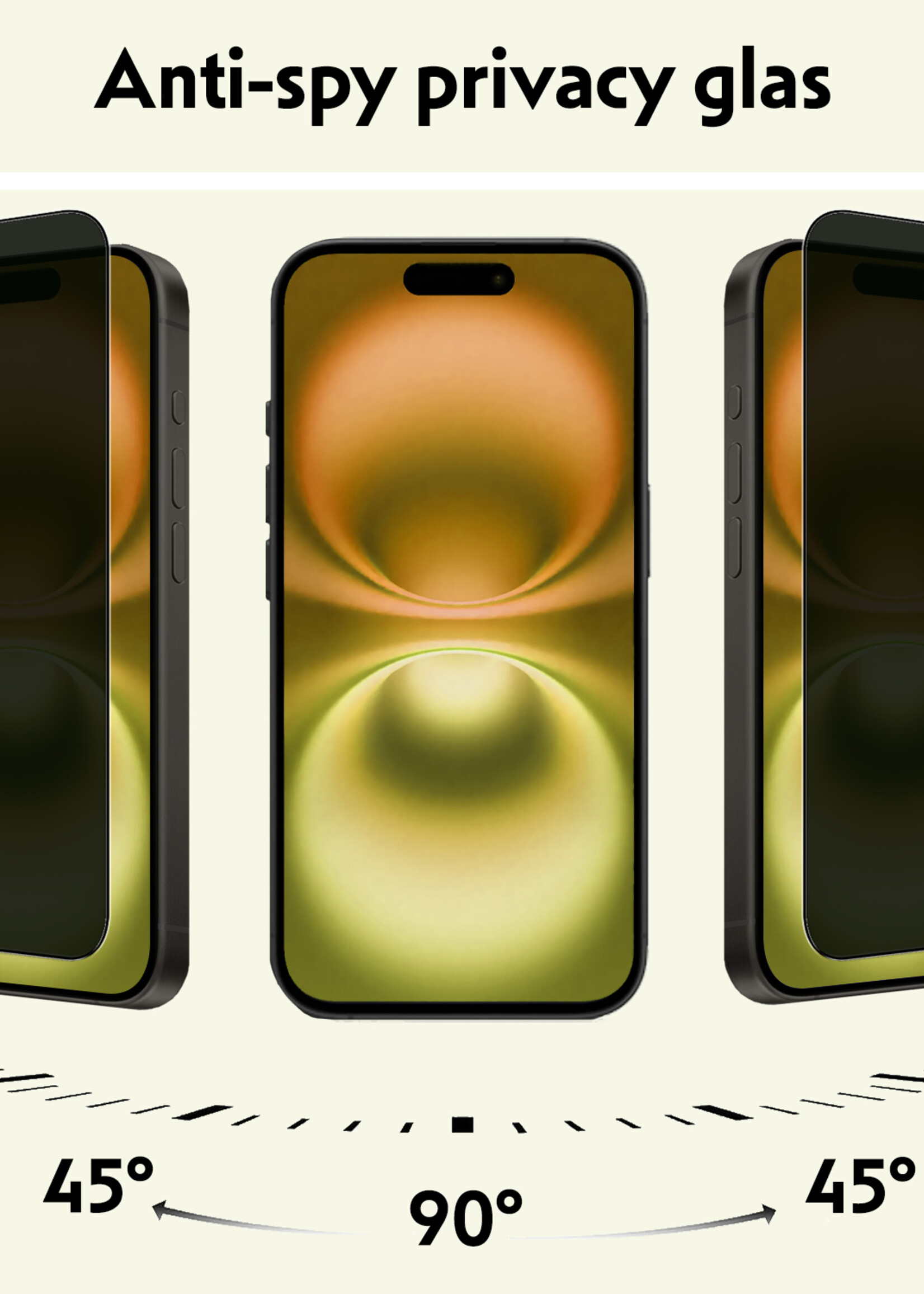 LUQ Screenprotector Geschikt voor iPhone 16 Plus Privacy Screenprotector Bescherm Glas - Privacy Screenprotector Geschikt voor iPhone 16 Plus Screenprotector Glas