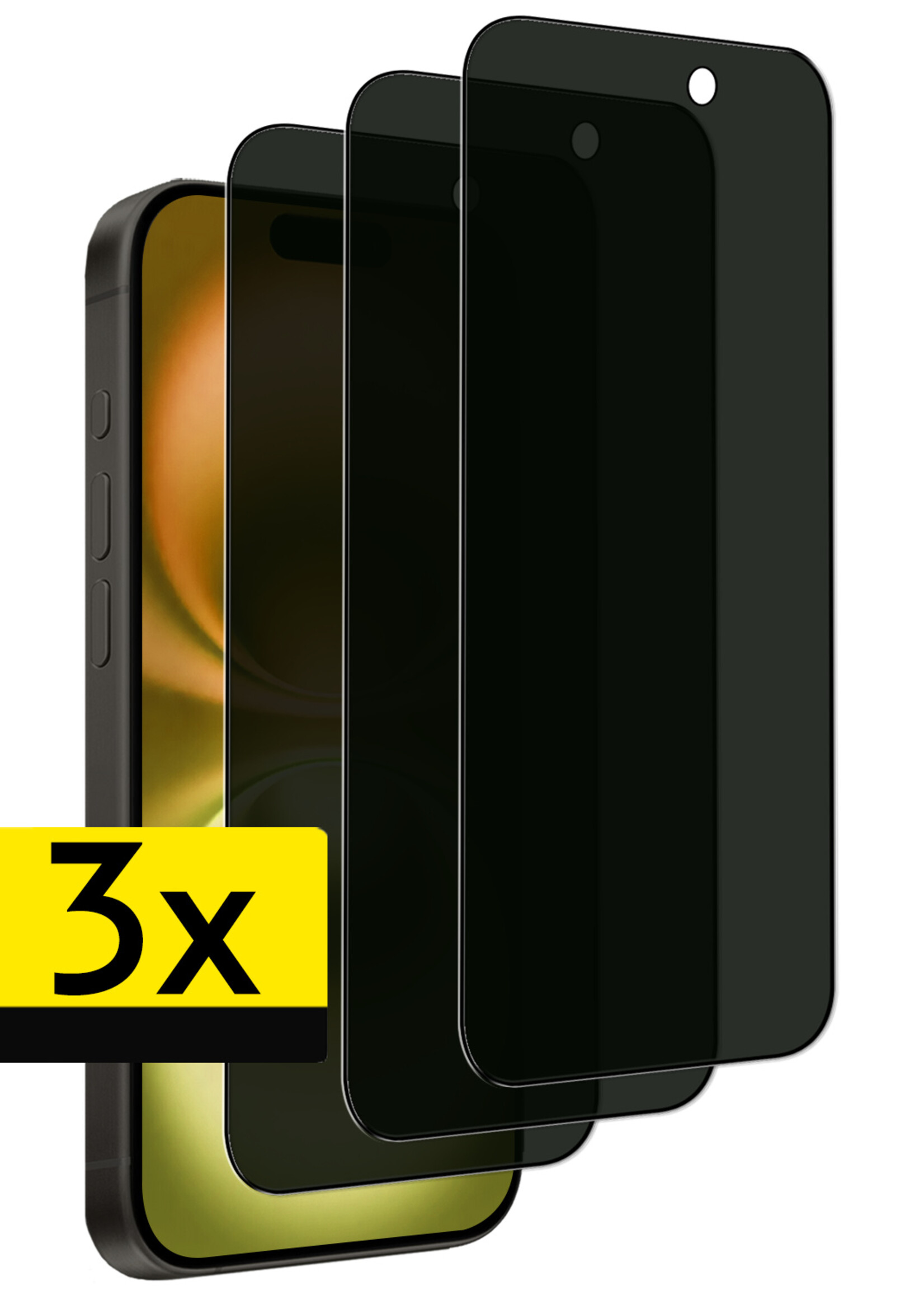 LUQ Screenprotector Geschikt voor iPhone 16 Plus Privacy Screenprotector Bescherm Glas - Privacy Screenprotector Geschikt voor iPhone 16 Plus Screenprotector Glas - 3 Stuks