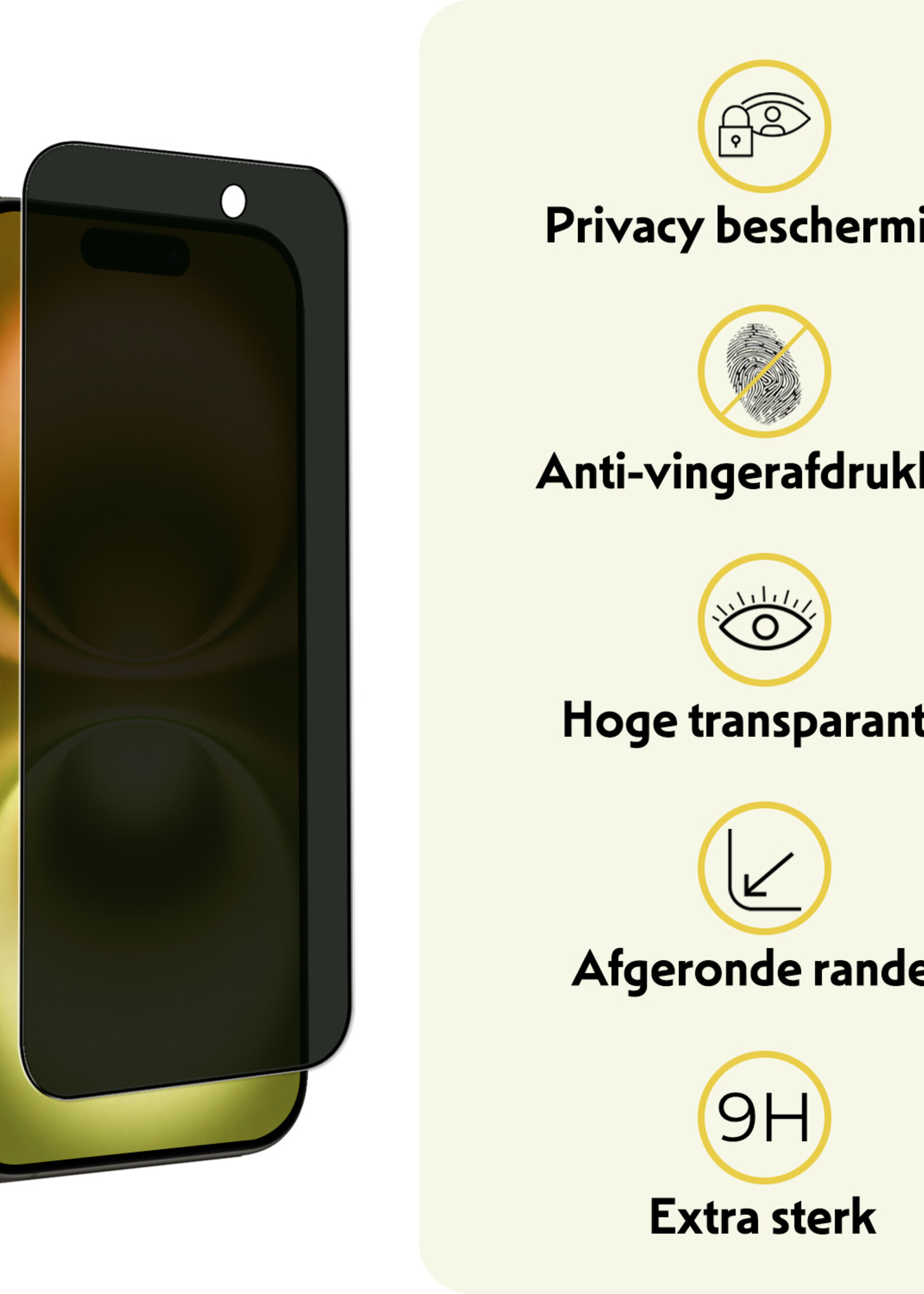 LUQ Screenprotector Geschikt voor iPhone 16 Plus Privacy Screenprotector Bescherm Glas - Privacy Screenprotector Geschikt voor iPhone 16 Plus Screenprotector Glas - 3 Stuks