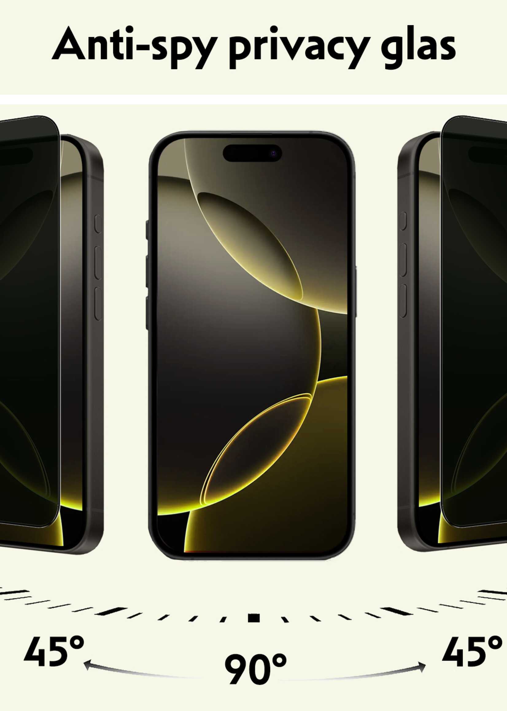 LUQ Screenprotector Geschikt voor iPhone 16 Pro Privacy Screenprotector Bescherm Glas - Privacy Screenprotector Geschikt voor iPhone 16 Pro Screenprotector Glas - 2 Stuks