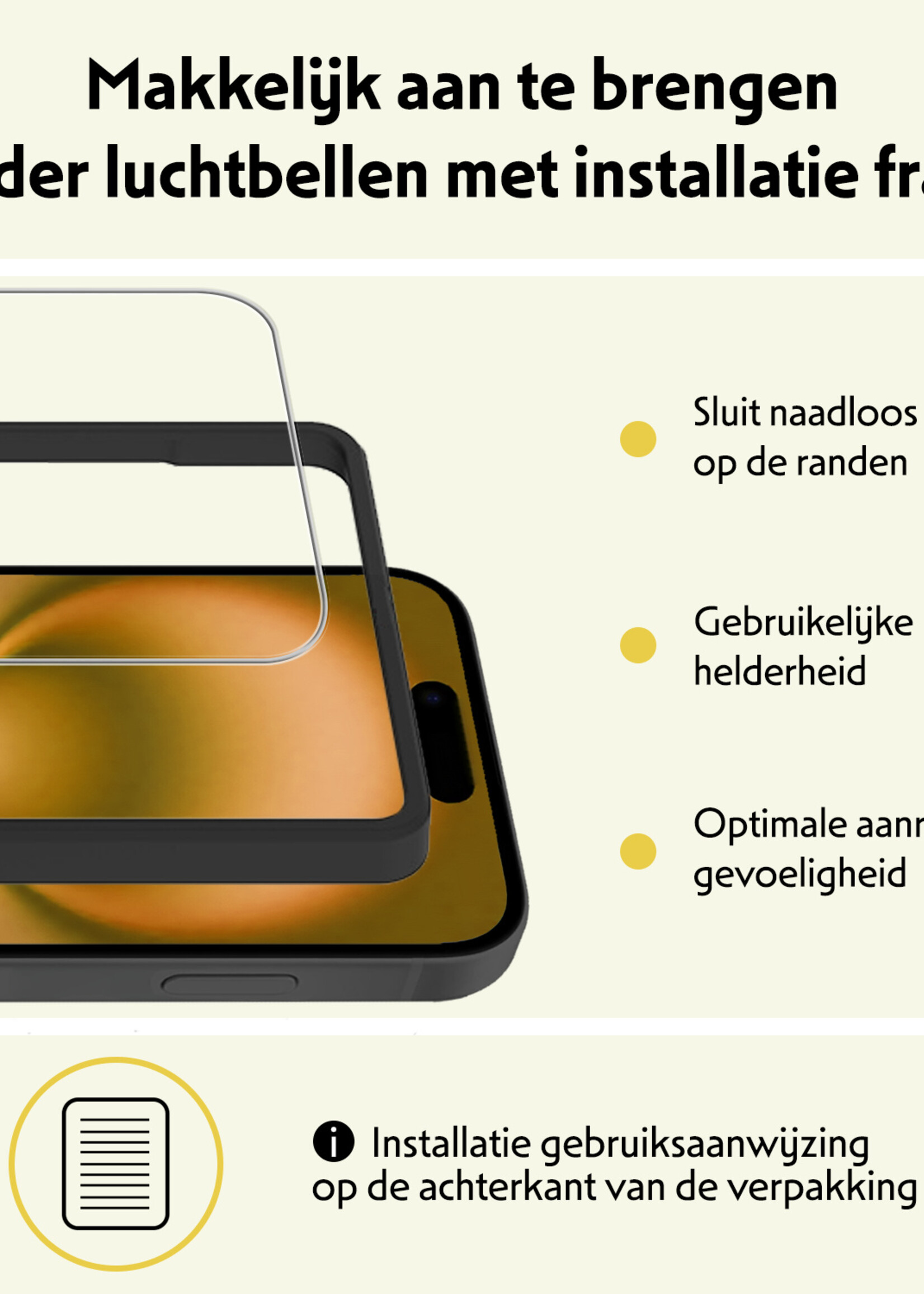 LUQ Screenprotector Geschikt voor iPhone 16 Screenprotector Met Installatie Frame Beschermglas Gehard Glas - Screenprotector Geschikt voor iPhone 16 Screenprotector Met Frame