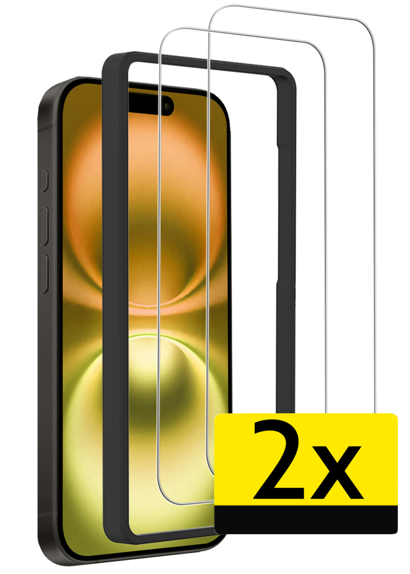 LUQ Screenprotector Geschikt voor iPhone 16 Screenprotector Met Installatie Frame Beschermglas Gehard Glas - Screenprotector Geschikt voor iPhone 16 Screenprotector Met Frame - 2 Stuks