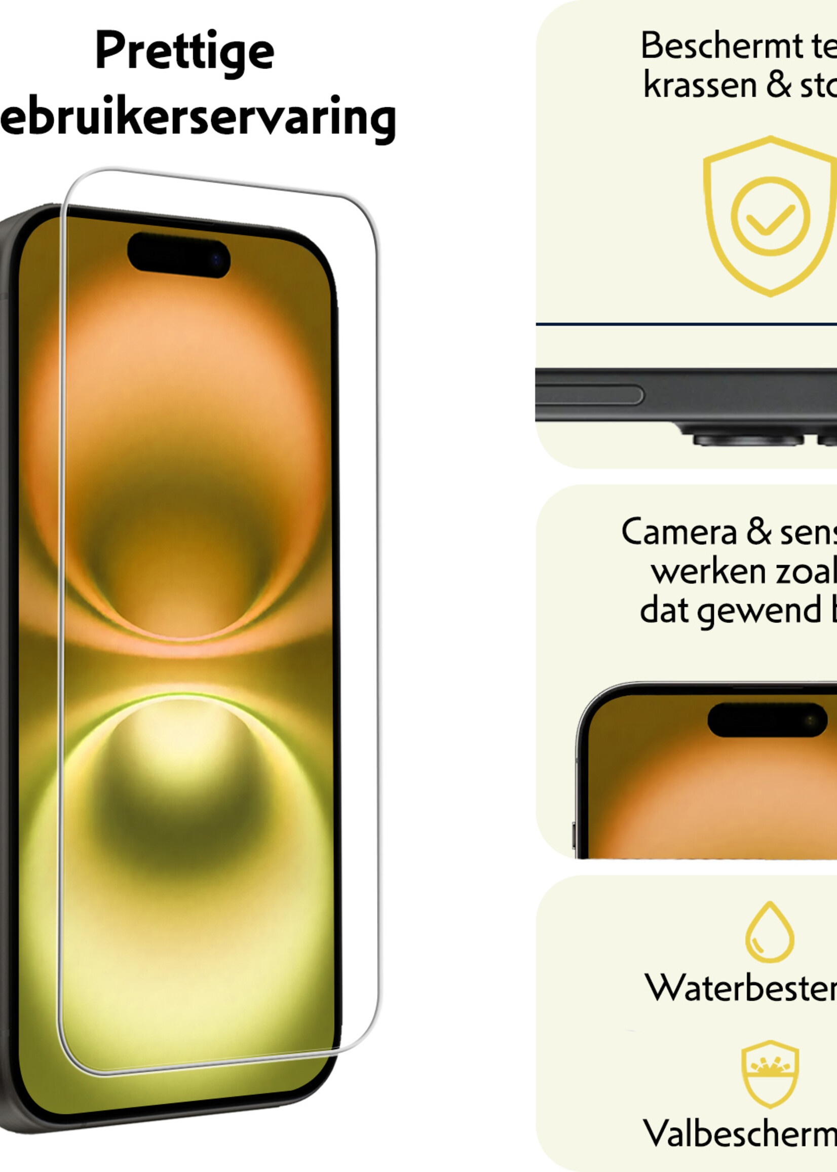 LUQ Screenprotector Geschikt voor iPhone 16 Plus Screenprotector Met Installatie Frame Beschermglas Gehard Glas - Screenprotector Geschikt voor iPhone 16 Plus Screenprotector Met Frame - 3 Stuks