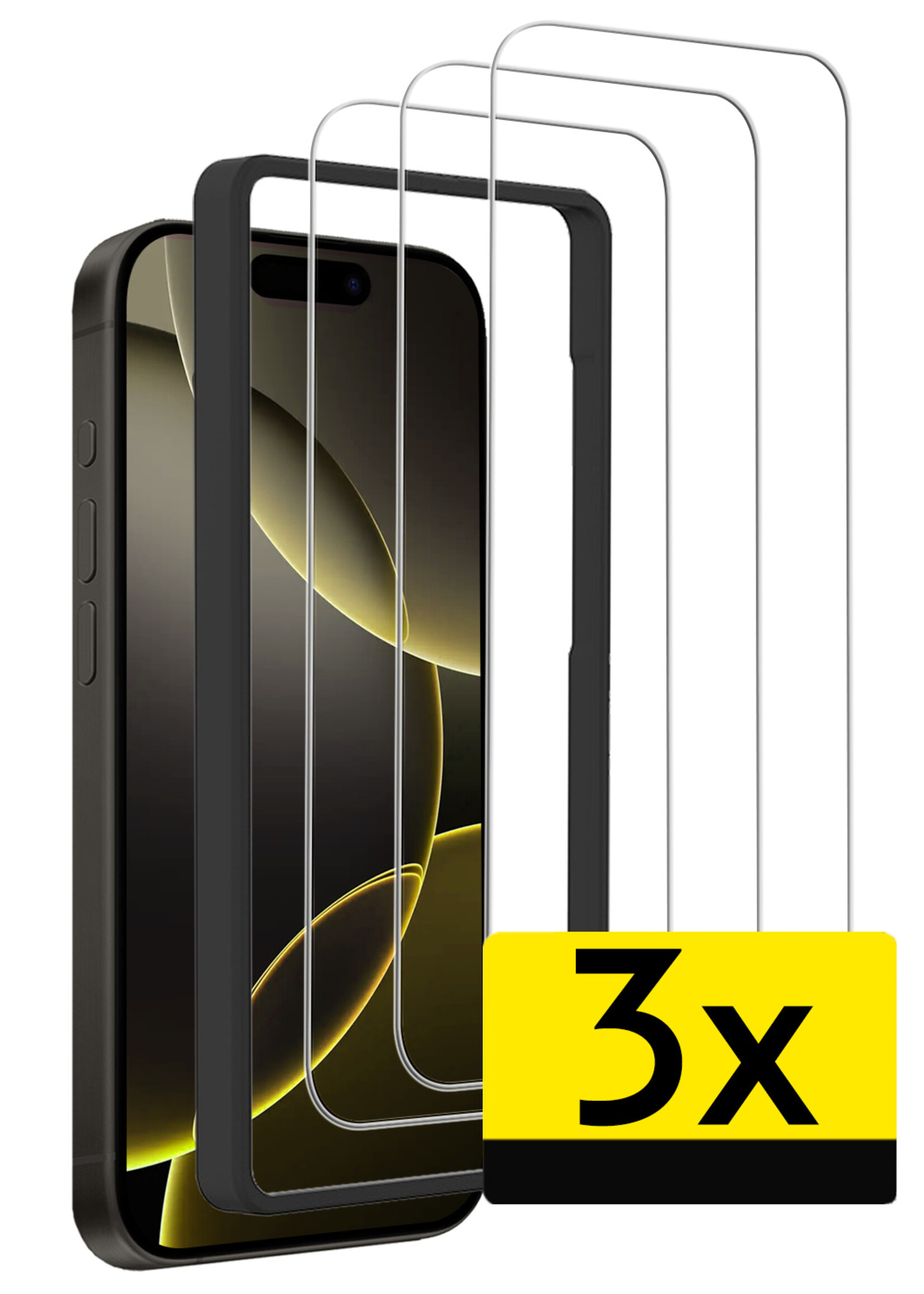LUQ Screenprotector Geschikt voor iPhone 16 Pro Screenprotector Met Installatie Frame Beschermglas Gehard Glas - Screenprotector Geschikt voor iPhone 16 Pro Screenprotector Met Frame - 3 Stuks