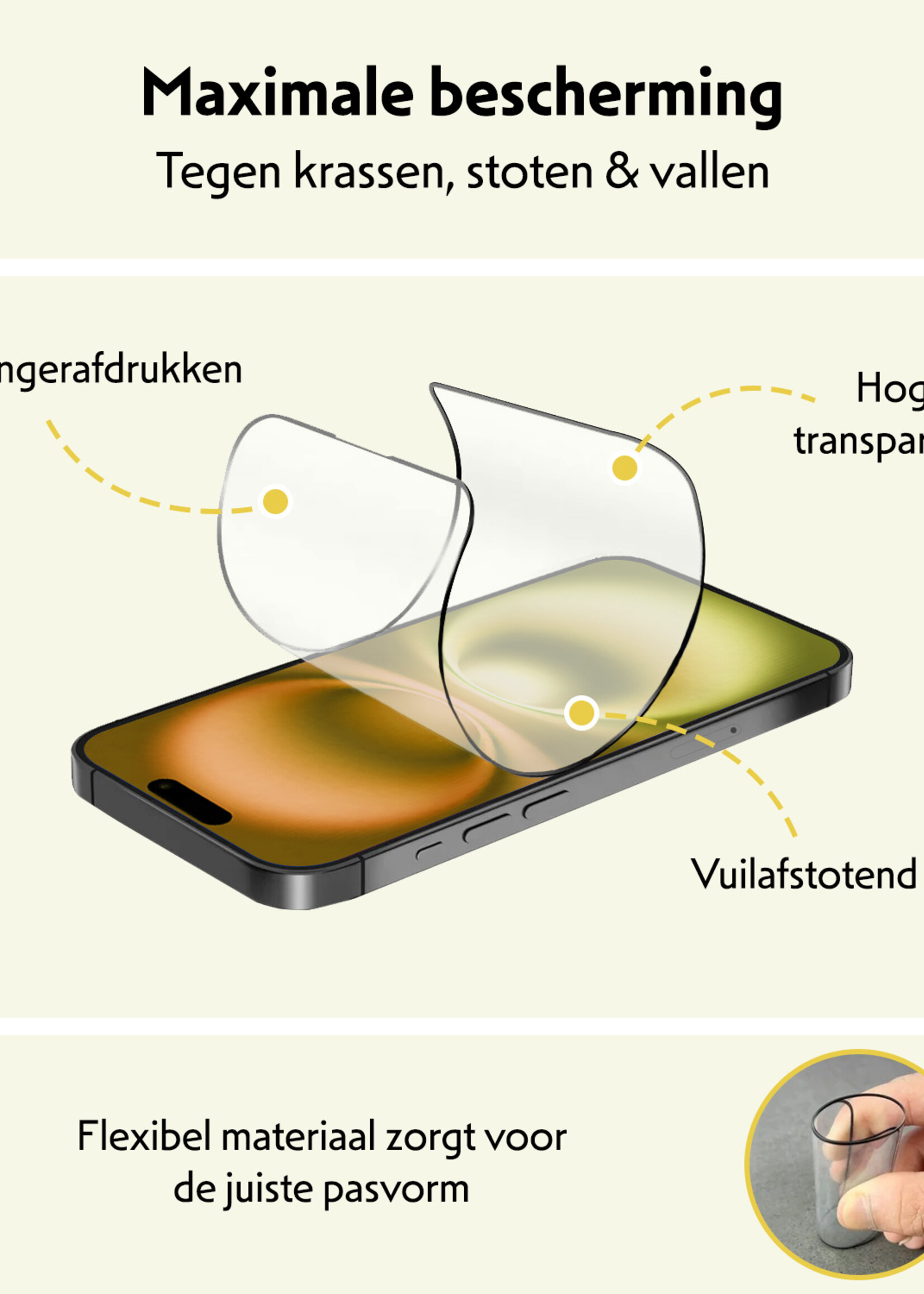 LUQ Screenprotector Geschikt voor iPhone 16 Plus Screenprotector Met Instalatie Kit Buigbaar Glas Full Cover - Screenprotector Geschikt voor iPhone 16 Plus Screenprotector Met Uitlijningstool Full Cover