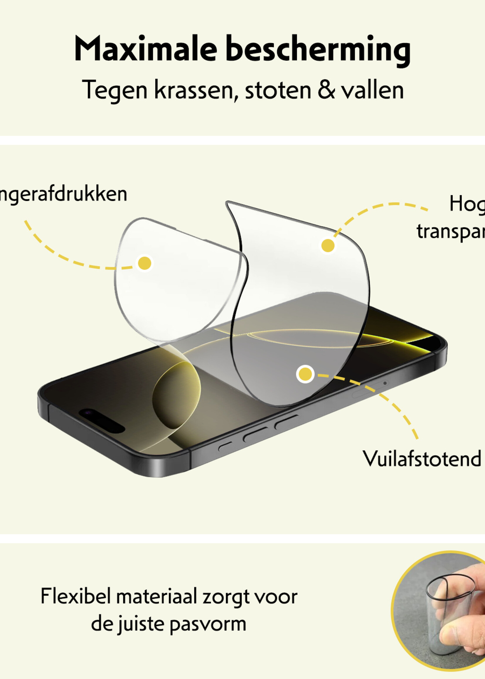 LUQ Screenprotector Geschikt voor iPhone 16 Pro Screenprotector Met Instalatie Kit Buigbaar Glas Full Cover - Screenprotector Geschikt voor iPhone 16 Pro Screenprotector Met Uitlijningstool Full Cover - 2 Stuks