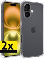 LUQ LUQ iPhone 16 Hoesje Shockproof - Transparant - 2 PACK