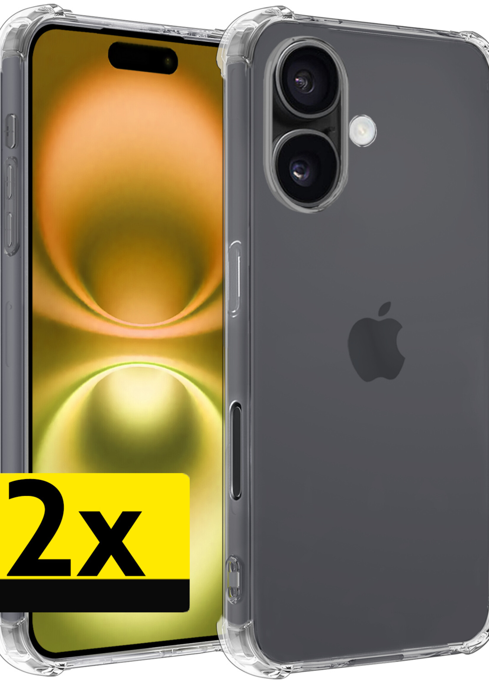 LUQ Hoesje Geschikt voor iPhone 16 Plus Hoesje Case Pashouder Cover Siliconen - Hoes Geschikt voor iPhone 16 Plus Hoesje Met Kaarthouder - Transparant - 2 Stuks