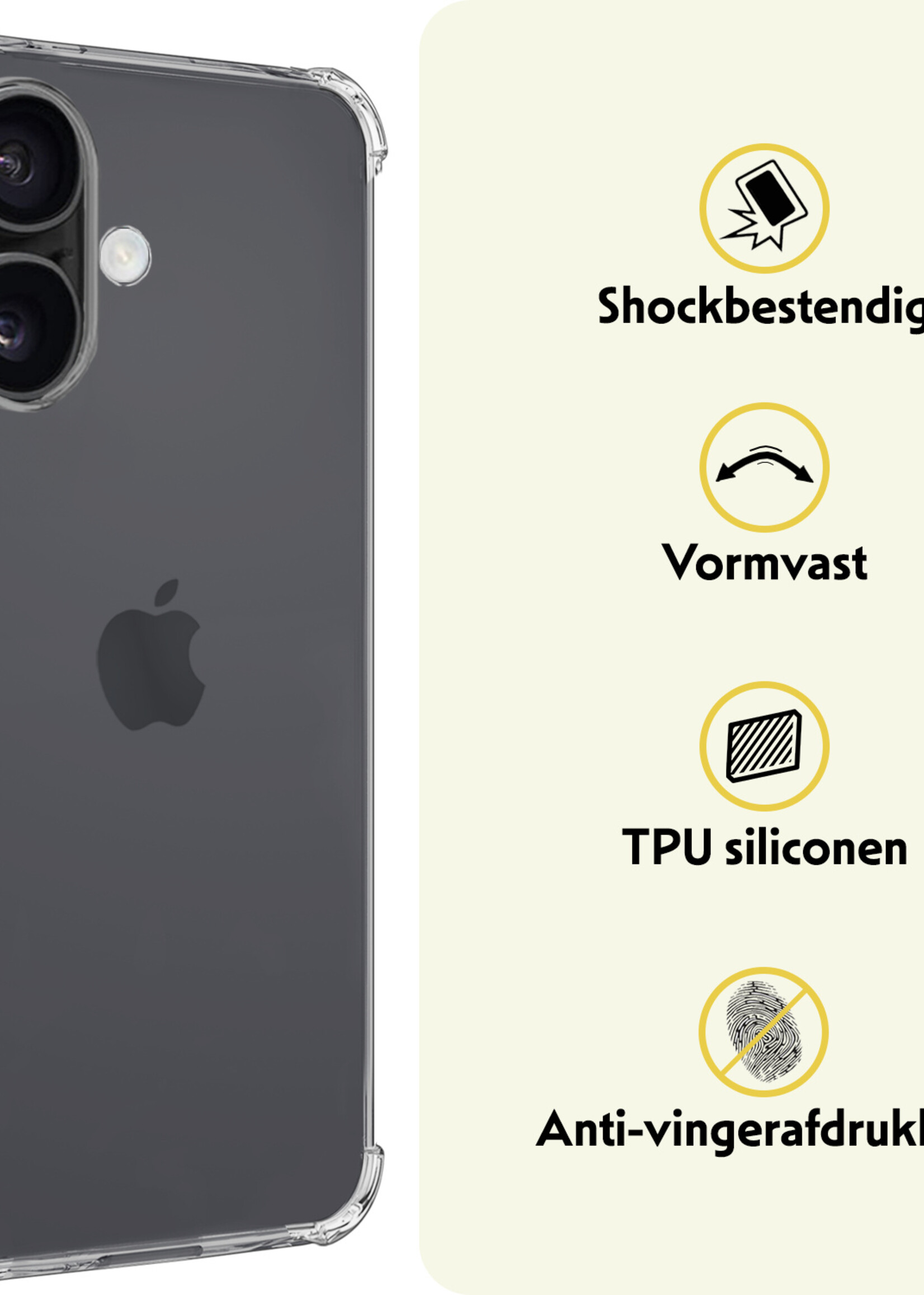 LUQ Hoesje Geschikt voor iPhone 16 Plus Hoesje Case Pashouder Cover Siliconen - Hoes Geschikt voor iPhone 16 Plus Hoesje Met Kaarthouder - Transparant - 2 Stuks
